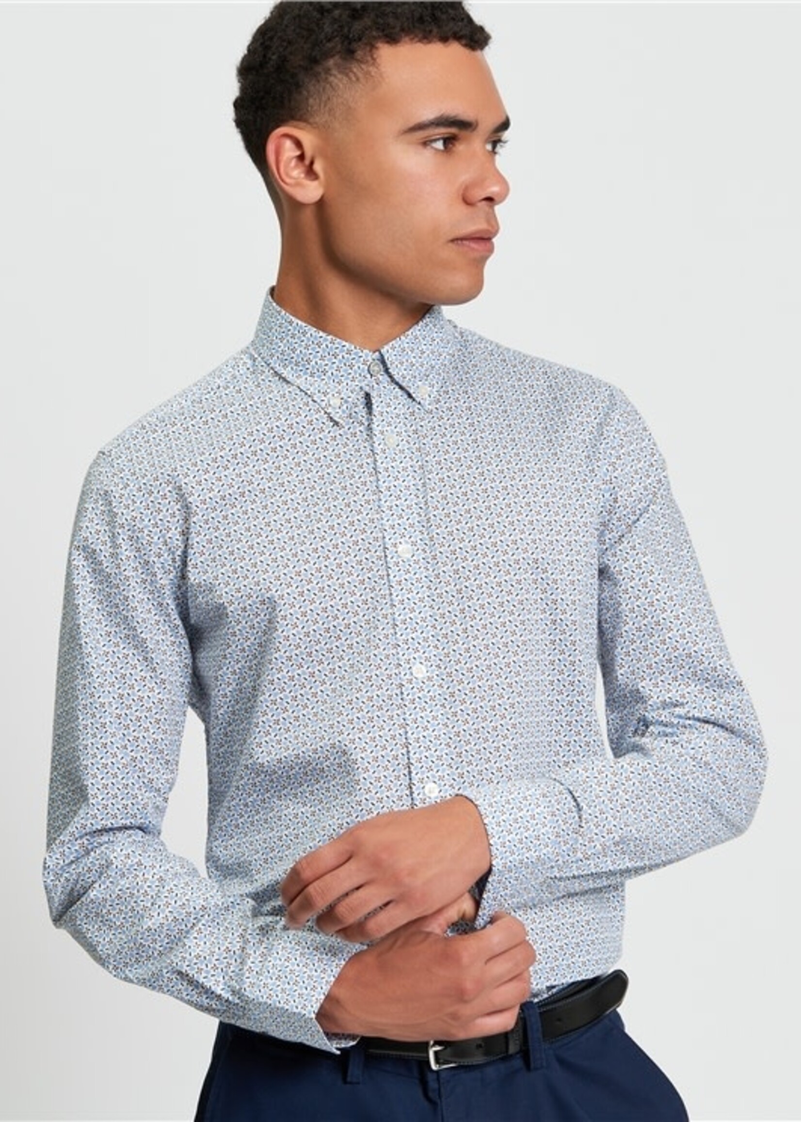 BEN SHERMAN BEN SHERMAN SPLIT GEO PRINT SHIRT PALE BLUE
