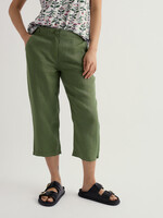SEASALT CORNWALL SEASALT BRAWN POINT CROPS LINEN TROUSER DRIED BASIL