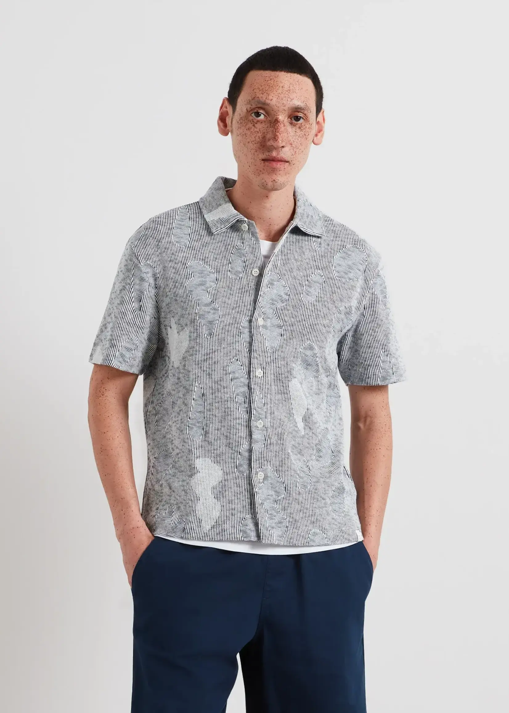 FARAH FARAH STOKER SS JACQUARD SHIRT YALE