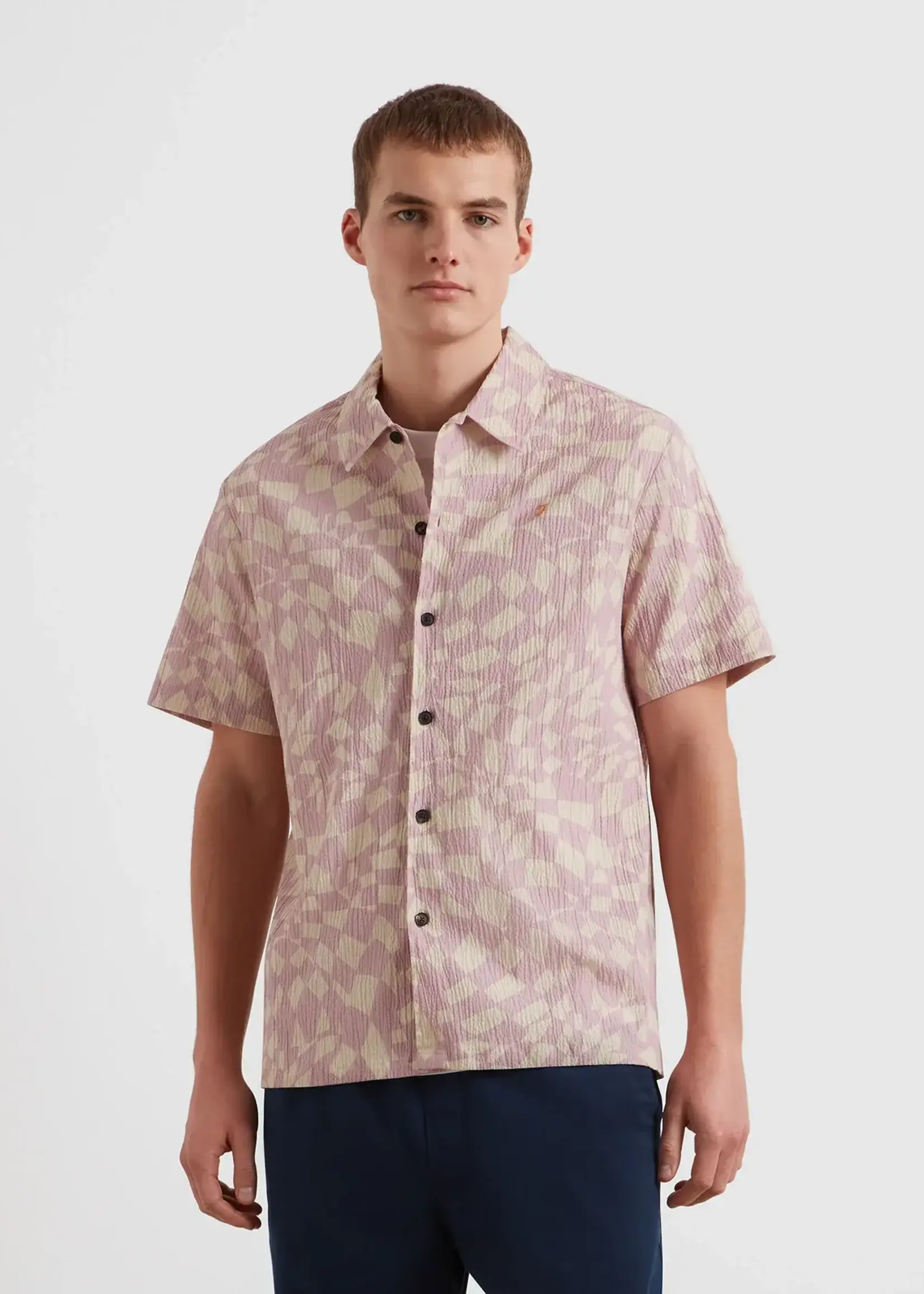 FARAH FARAH ANGELO SS  PRINT SHIRT BIRCH GREY