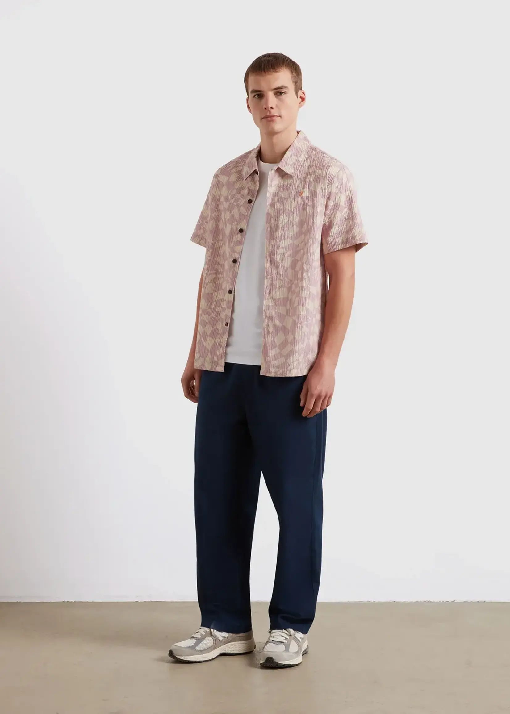 FARAH FARAH ANGELO SS  PRINT SHIRT BIRCH GREY