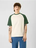 ANTWRP ANTWRP BI COLOUR RAGLAN T SHIRT ECRU GREEN