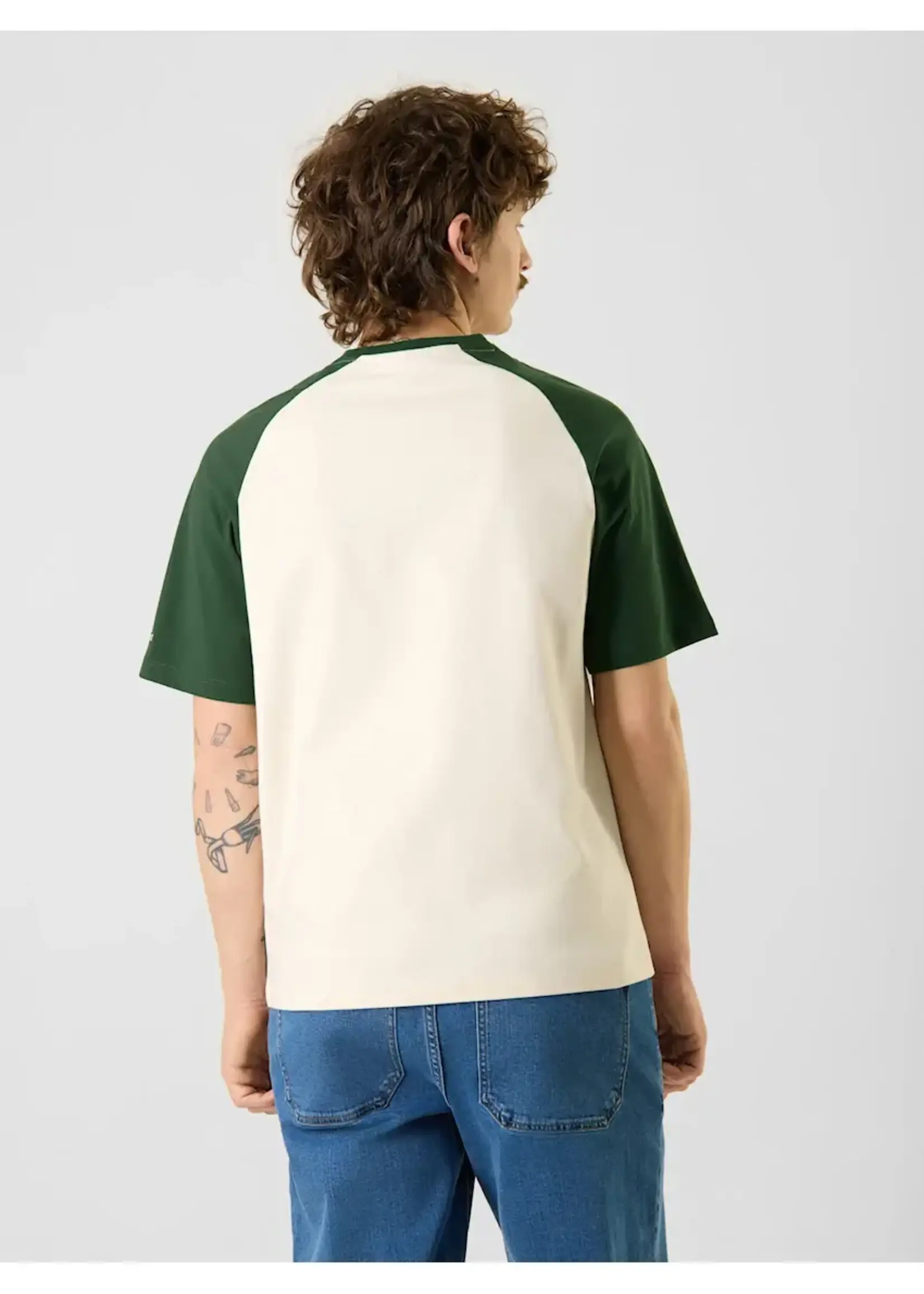 ANTWRP ANTWRP BI COLOUR RAGLAN T SHIRT ECRU GREEN