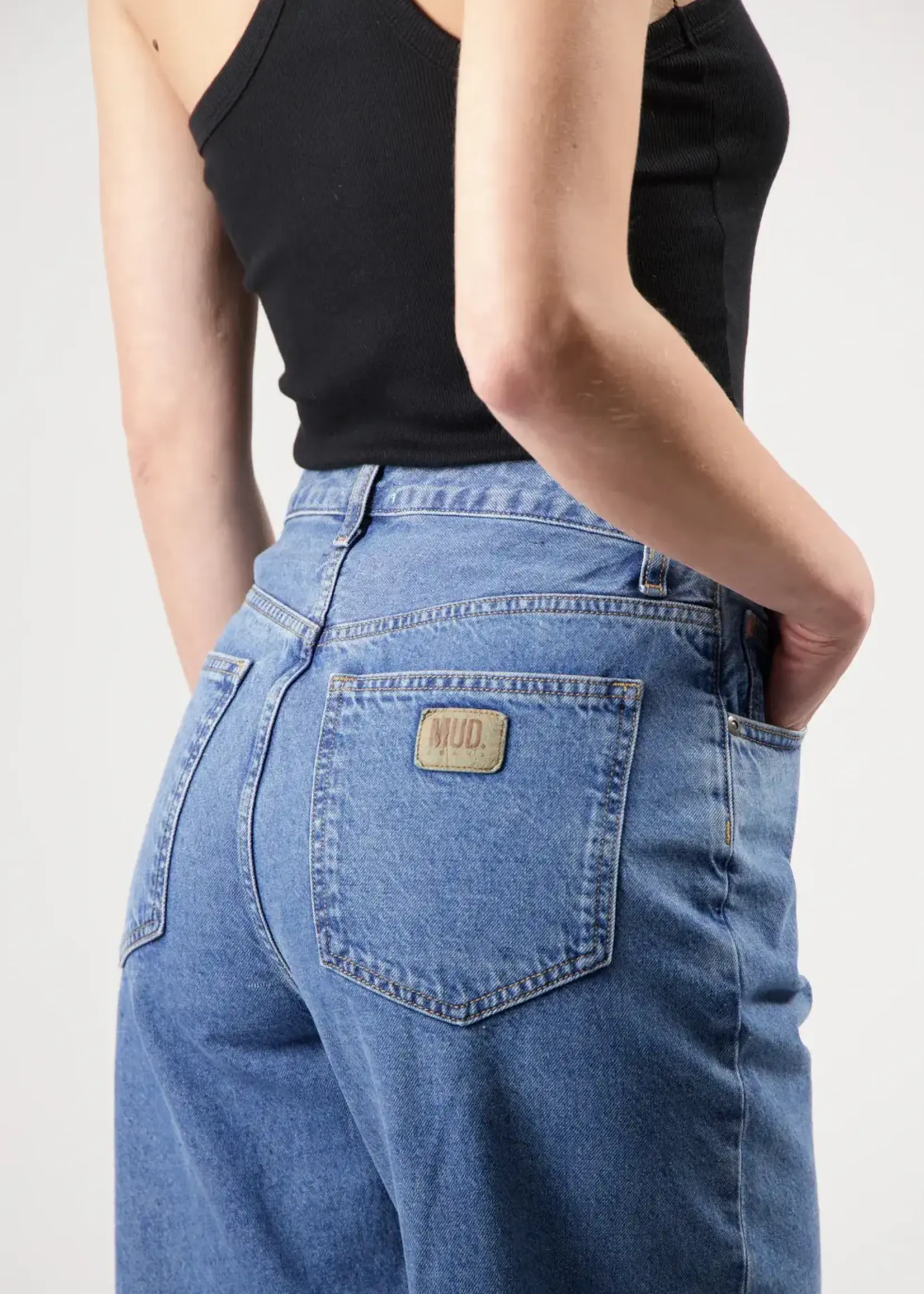 MUD JEANS MUD JEANS BROOKE HIGH BARREL STONE VINTAGE