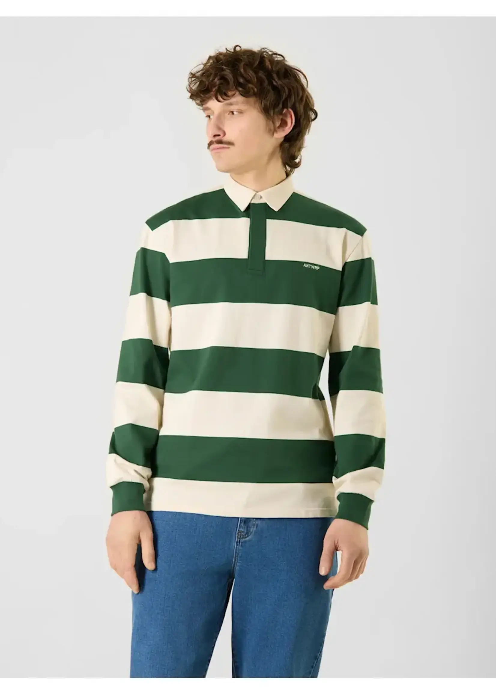 ANTWRP ANTWRP LS RUGBY POLO SHIRT JUNGLE GREEN