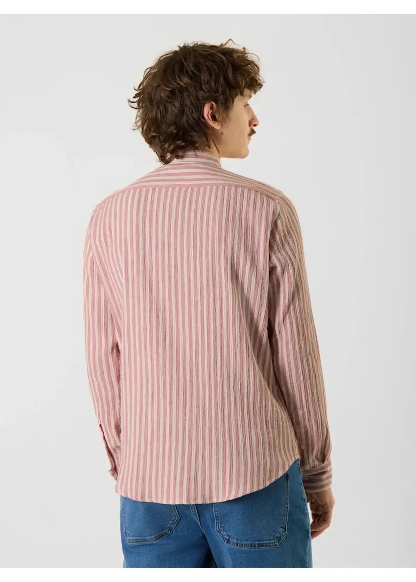 ANTWRP ANTWRP STRIPES LS SHIRT MANDARIN COLLAR SYRAH