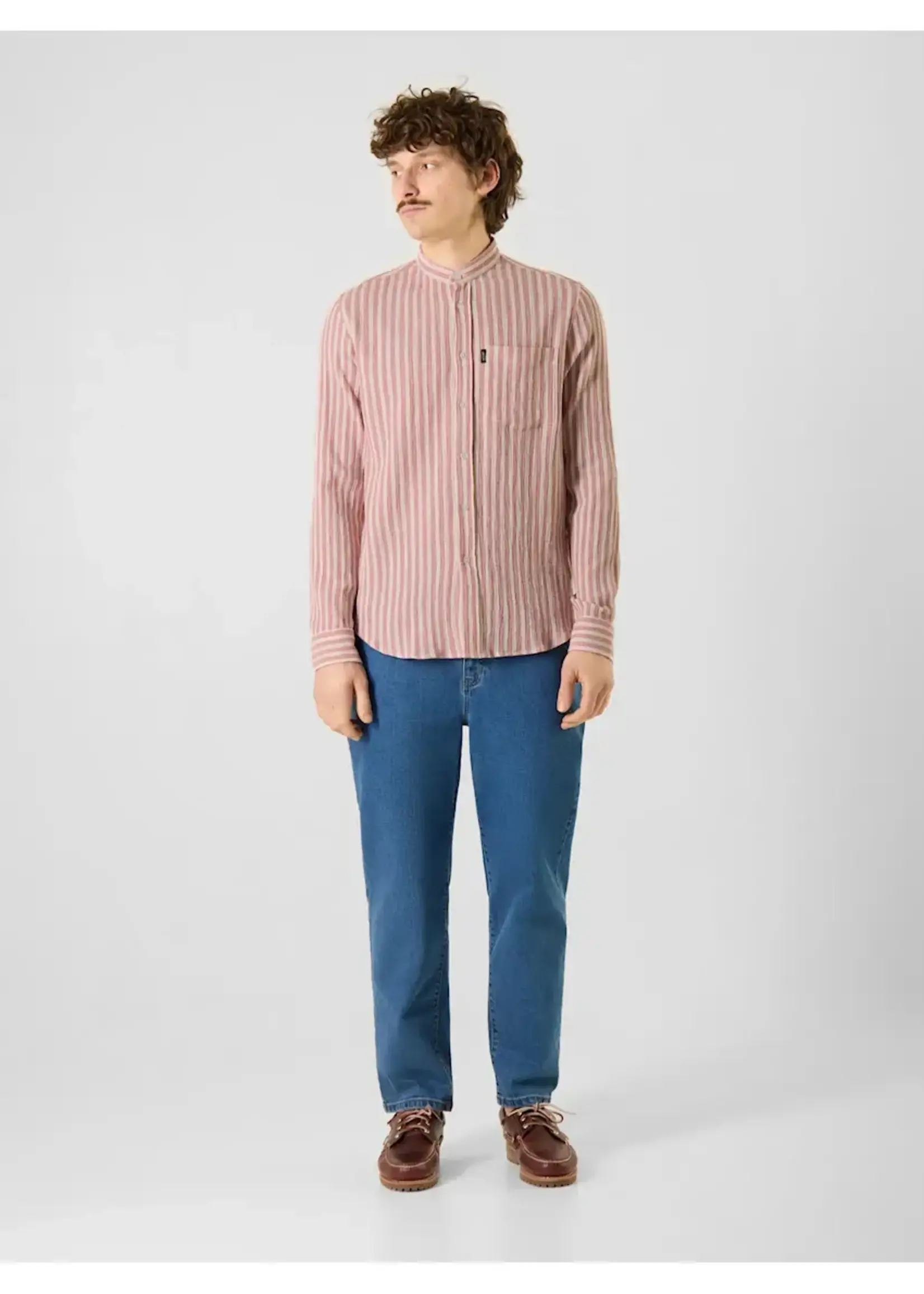 ANTWRP ANTWRP STRIPES LS SHIRT MANDARIN COLLAR SYRAH