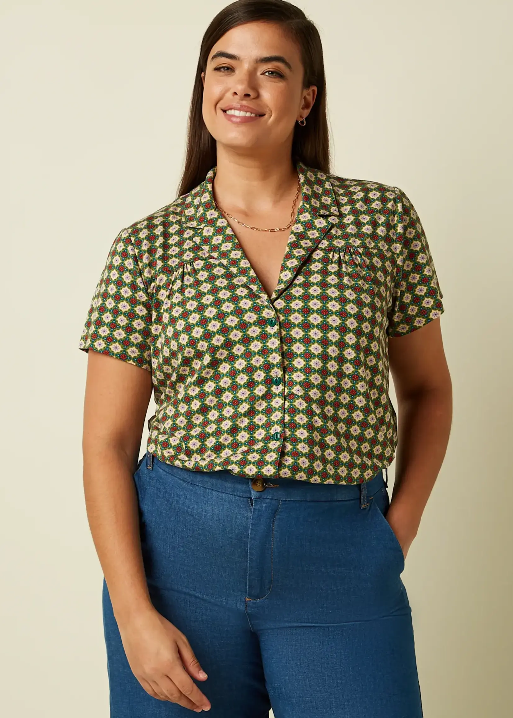 KING LOUIE KING LOUIE TEX BLOUSE JADE PONDEROSA GREEN