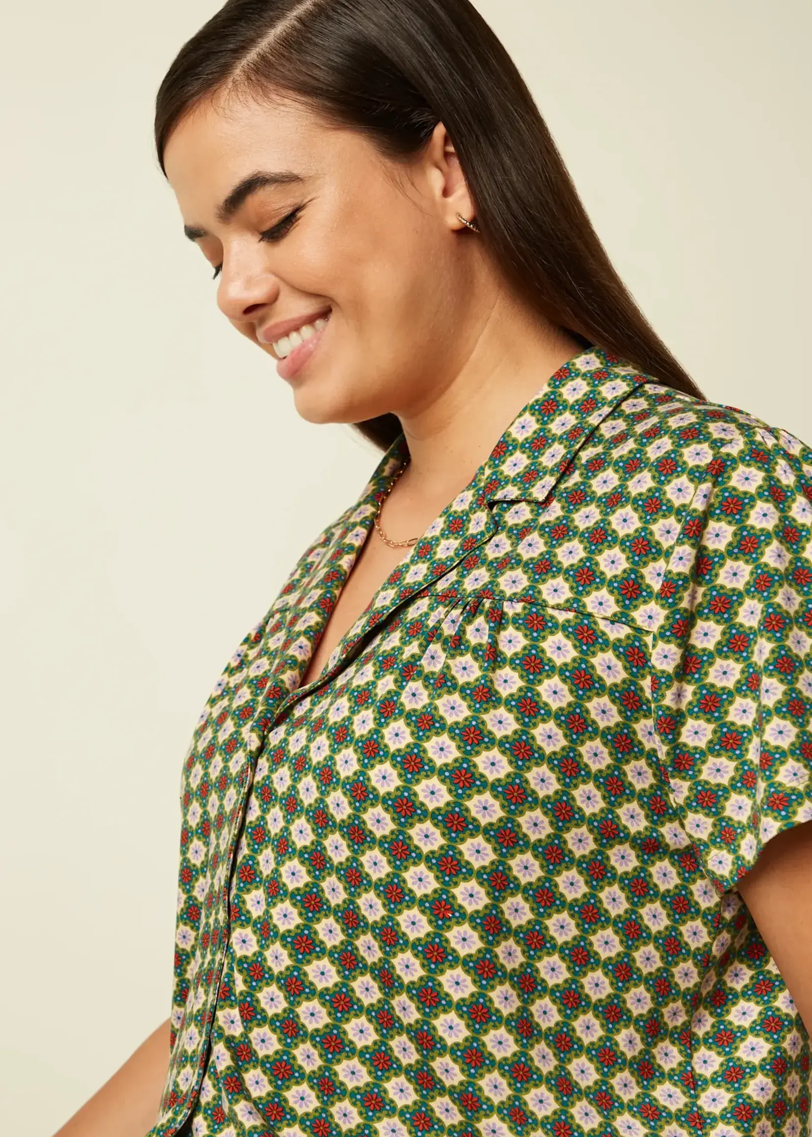 KING LOUIE KING LOUIE TEX BLOUSE JADE PONDEROSA GREEN
