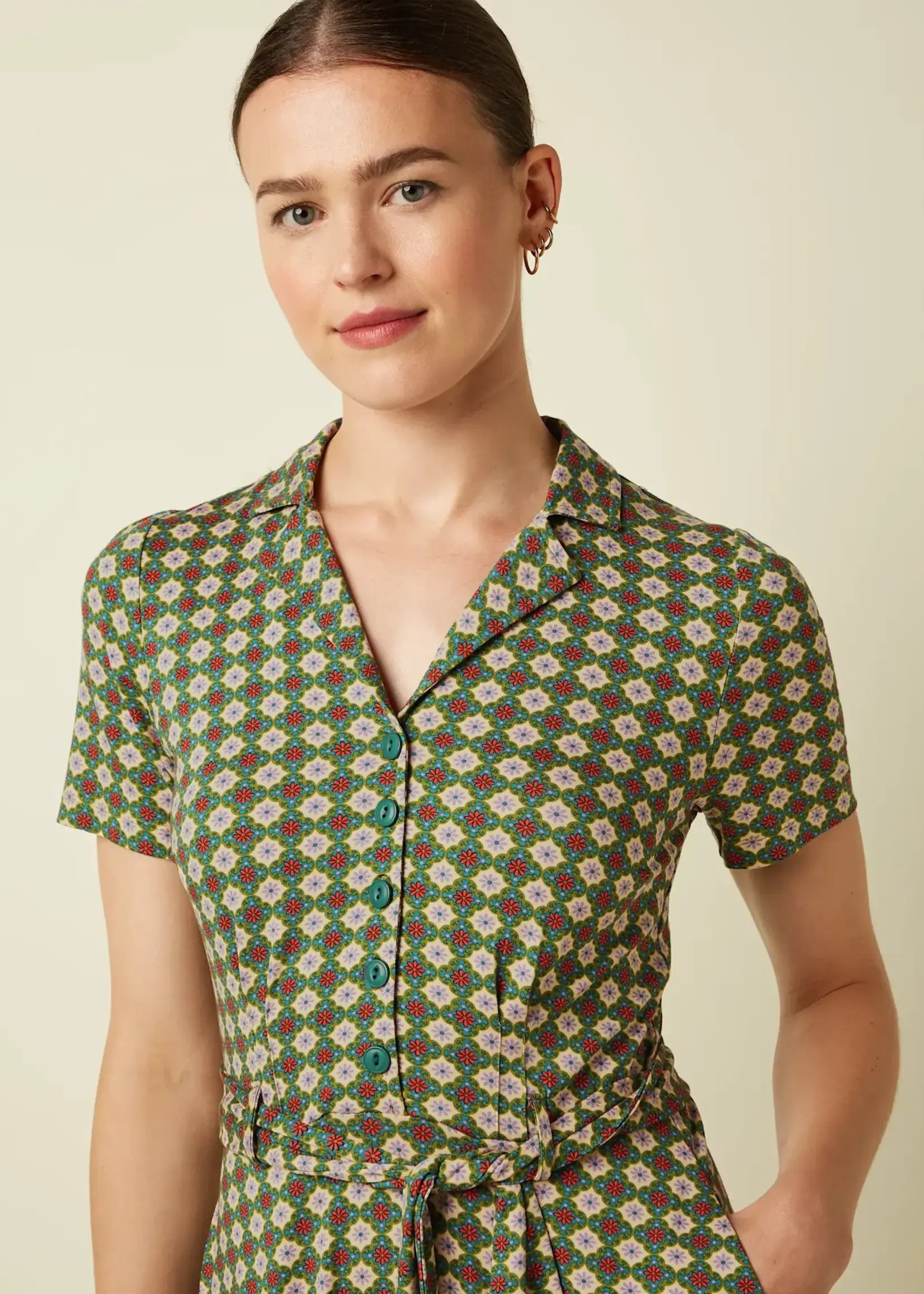 KING LOUIE KING LOUIE SHEEVA DRESS JADE PONDEROSA GREEN