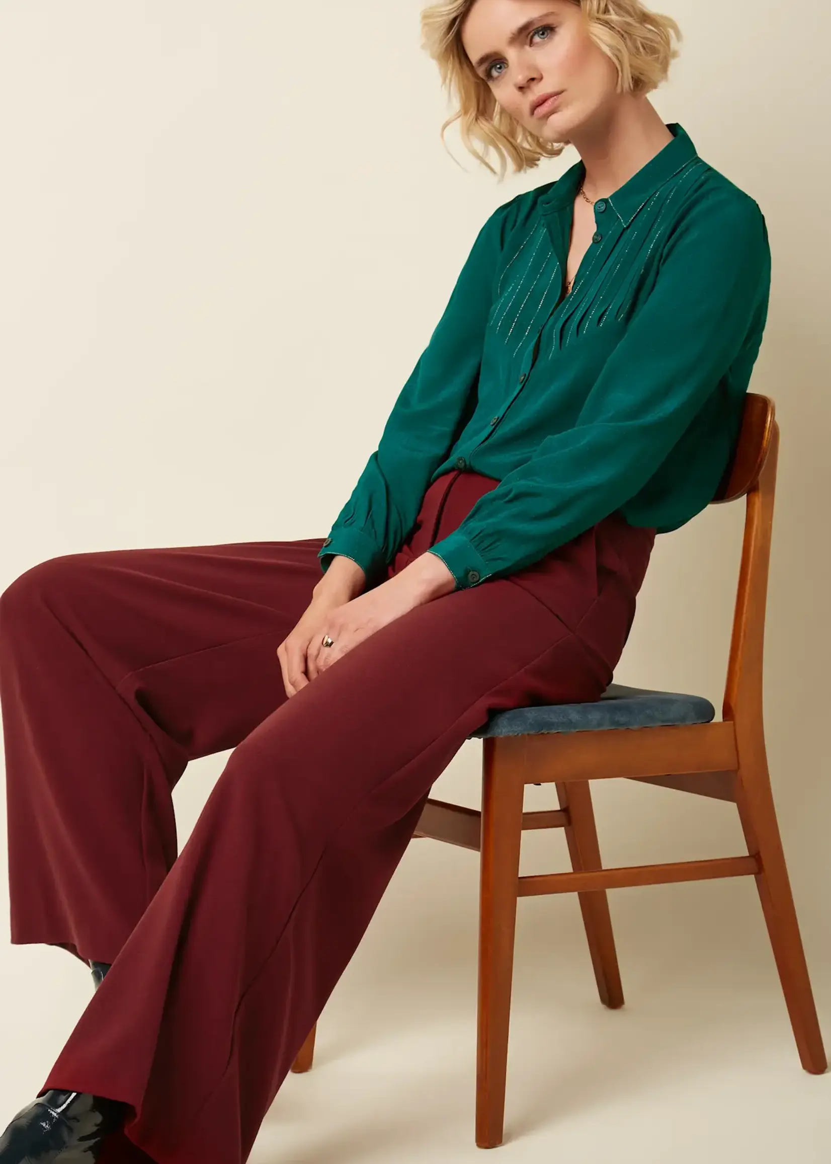 KING LOUIE KING LOUIE PEPPA PANTS WOVEN CREPE CABERNET RED