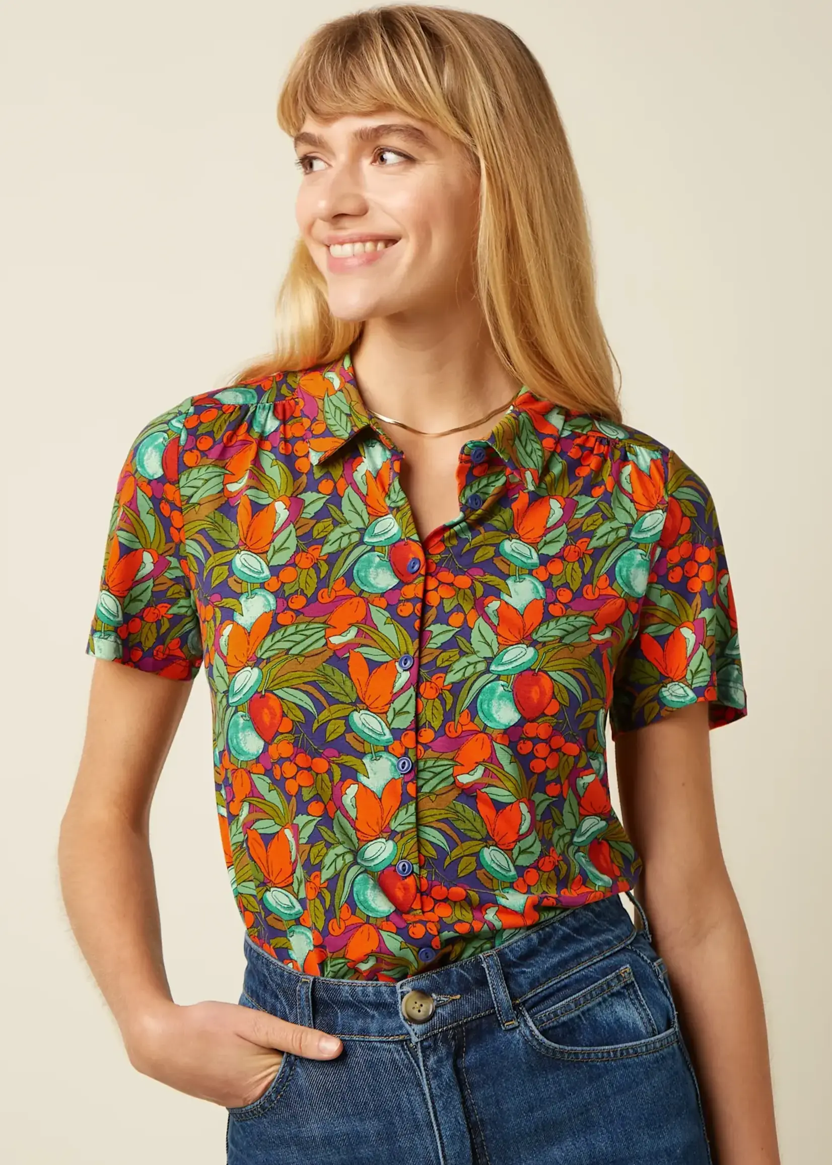 KING LOUIE KING LOUIE MAISIE BLOUSE PUERTO STRONG BLUE