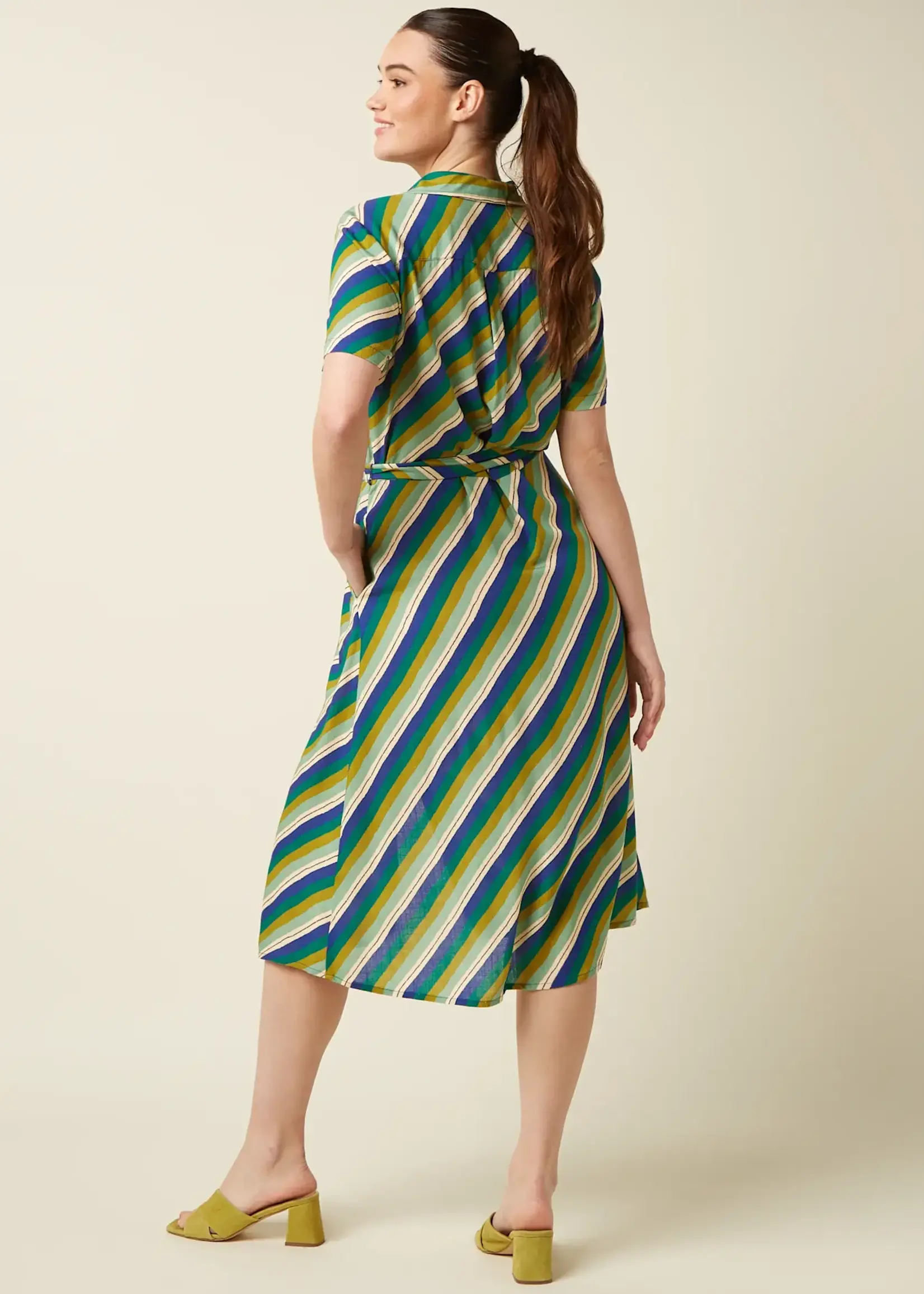 KING LOUIE KING LOUIE OLIVE MIDI DRESS CLIFF MAZARINE