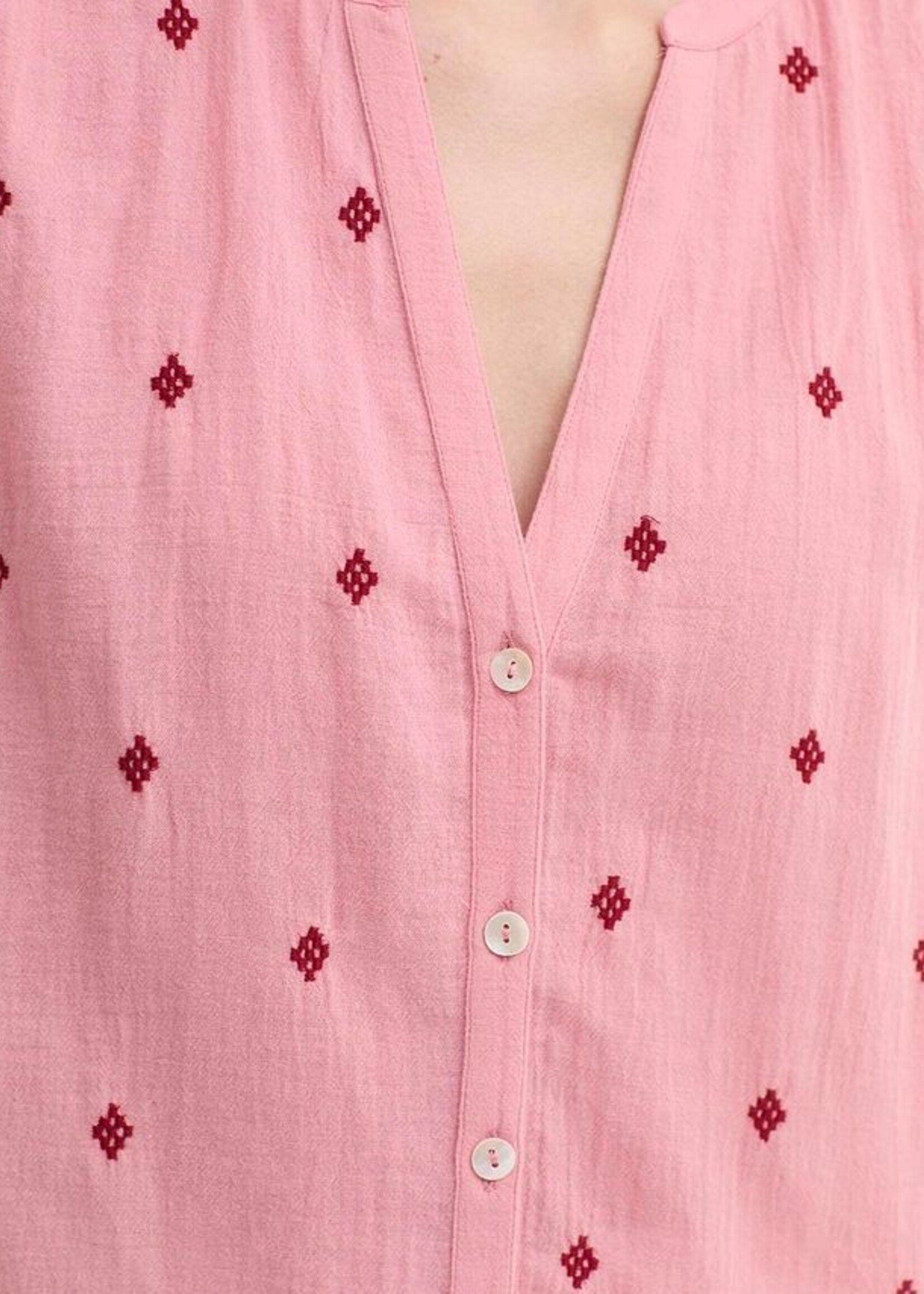NICE THINGS NICE THINGS  DIAMOND EMBROIDED BLOUSE PINK