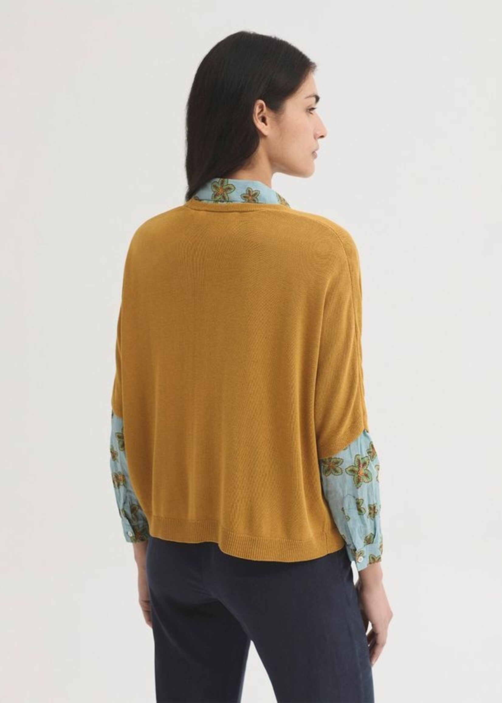 NICE THINGS NICE THINGS WIDE V NECK CARDIGAN DARK YELLOW