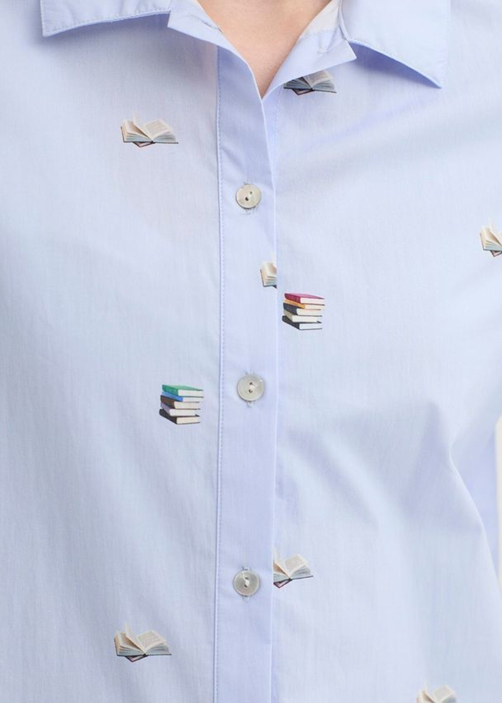 NICE THINGS NICE THINGS FLYING BOOKS PRINTS BLOUSE LIGHT BLUE