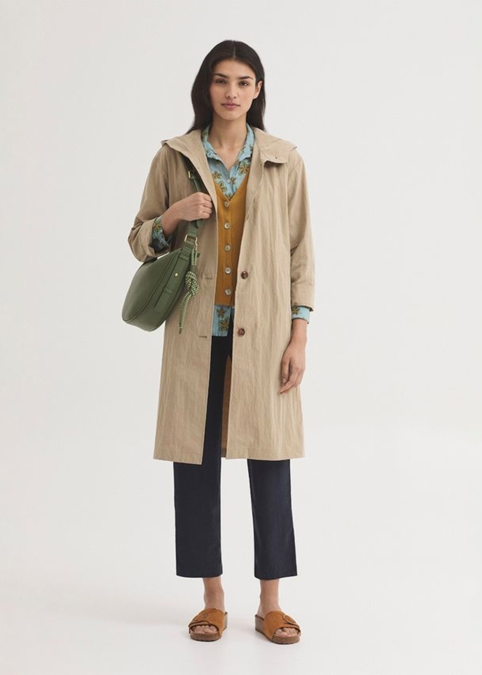 NICE THINGS NICE THINGS OVERDYED TENCEL STRAIGHT TROUSER KHAKI
