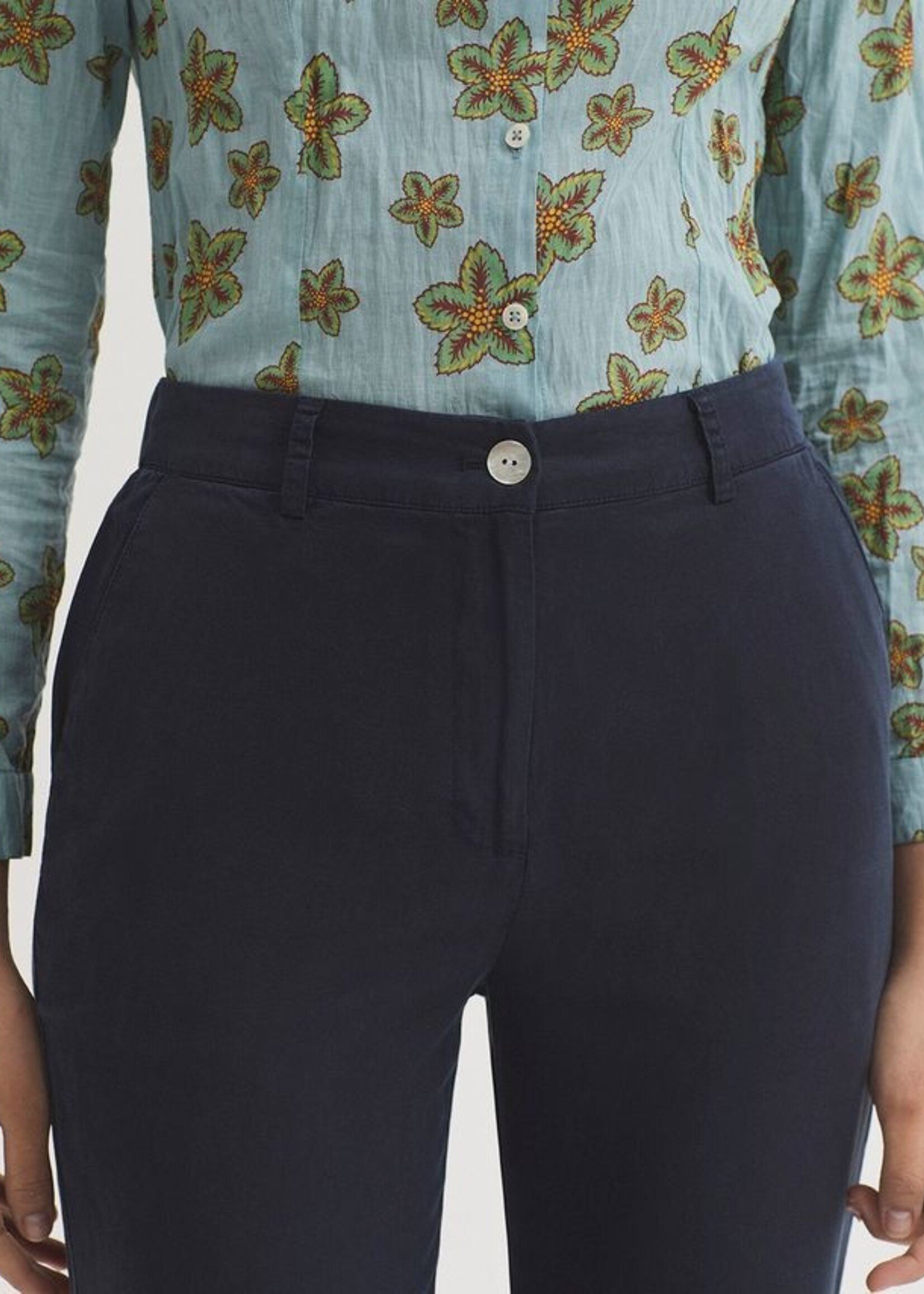 NICE THINGS NICE THINGS OVERDYED TENCEL STRAIGHT TROUSER KHAKI