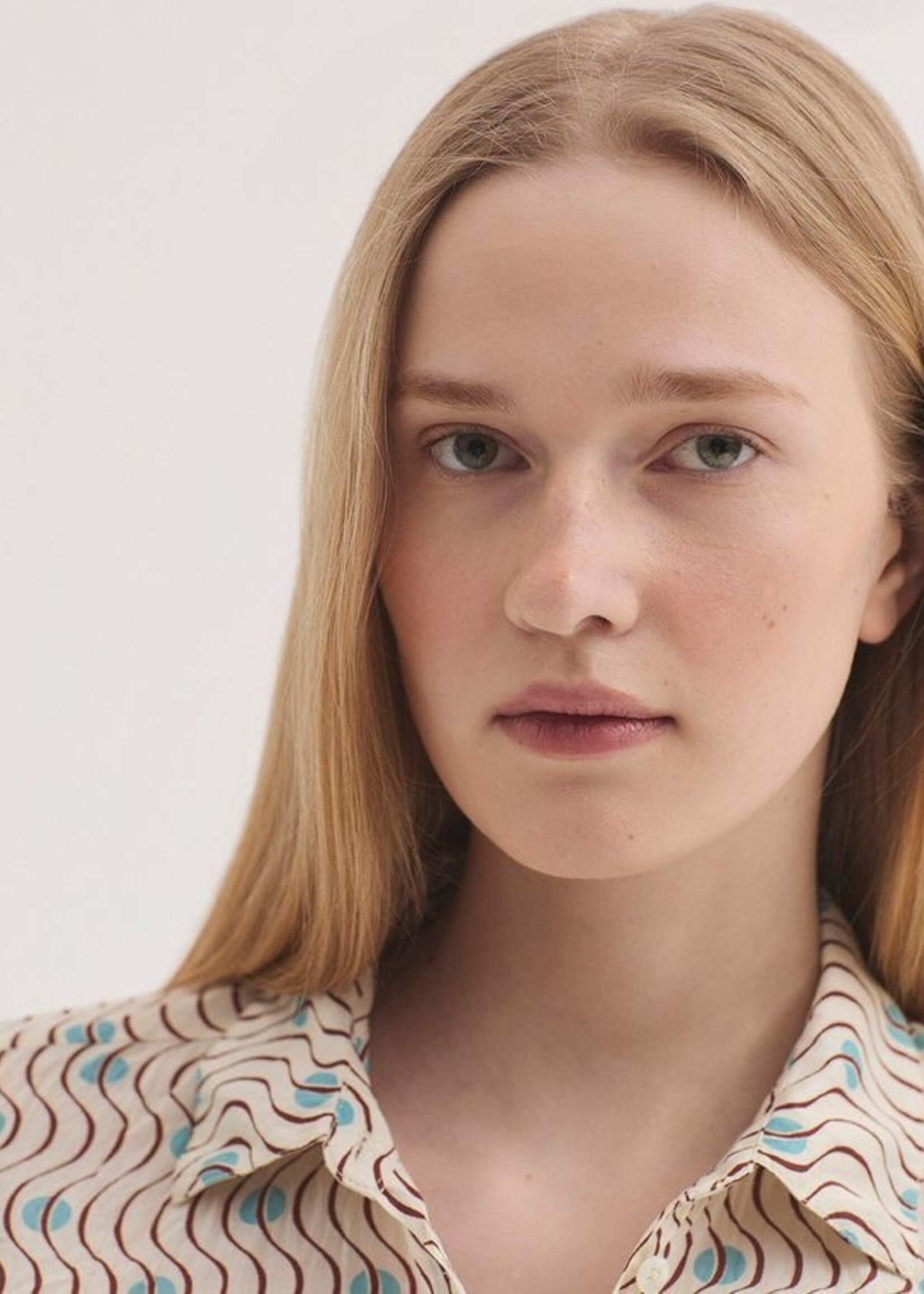 NICE THINGS NICE THINGS HELLENIC WAVES PRINT BLOUSE ECRU