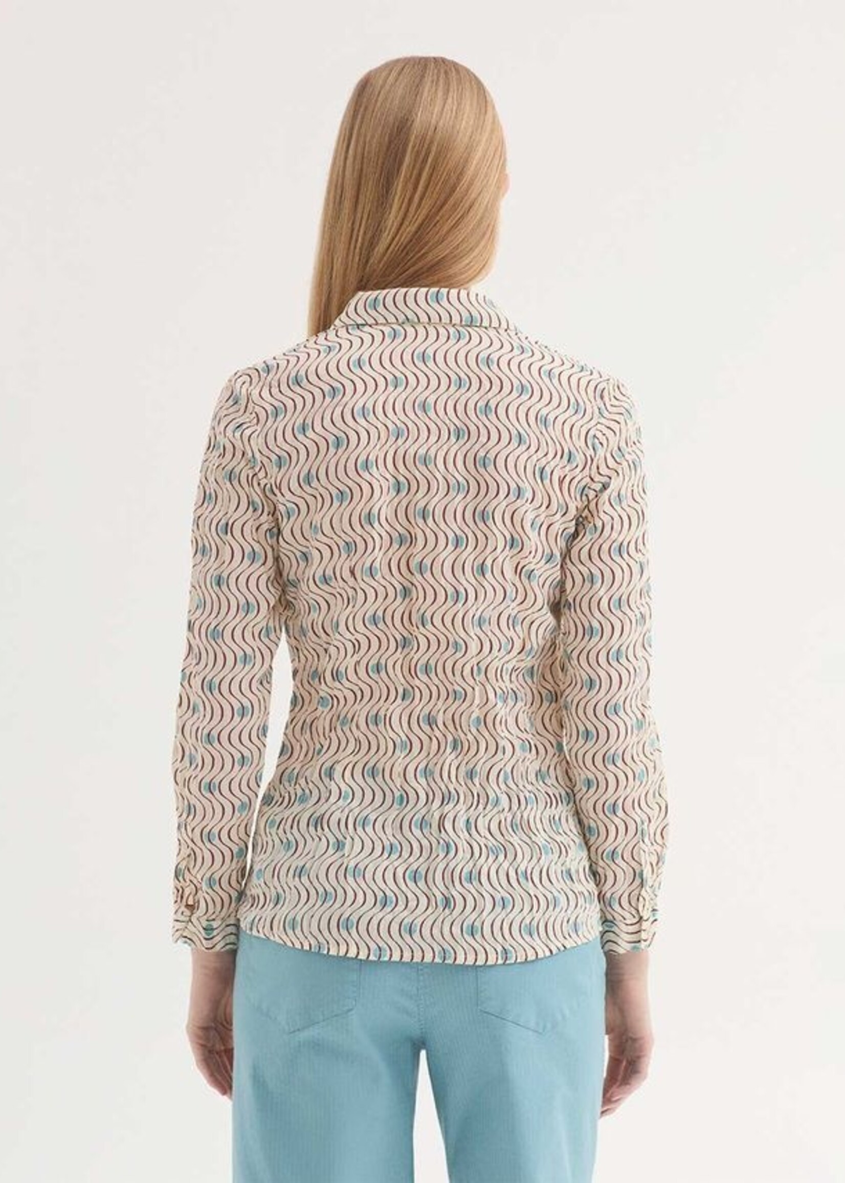 NICE THINGS NICE THINGS HELLENIC WAVES PRINT BLOUSE ECRU