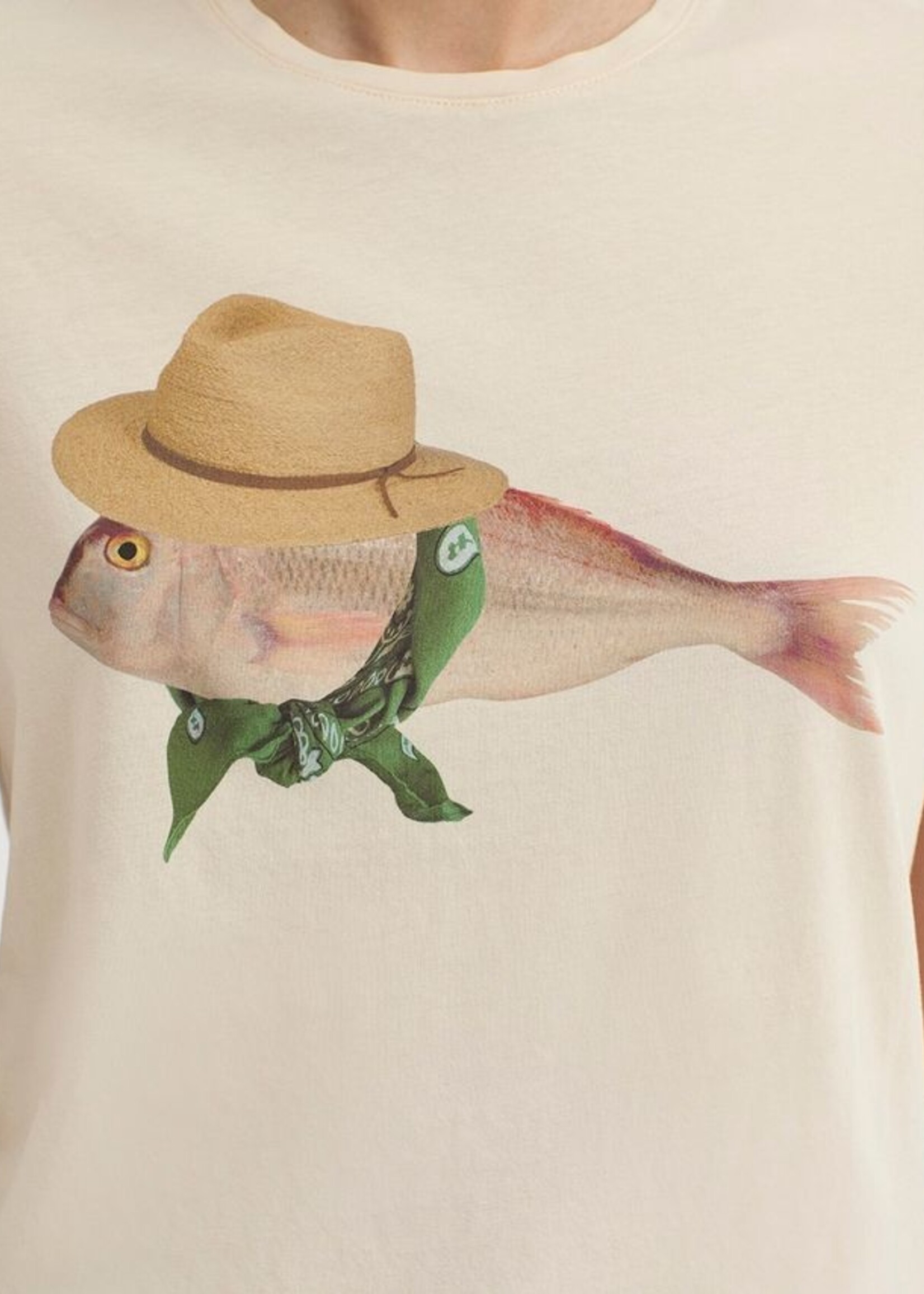 NICE THINGS NICE THINGS BANDA FISH COTTON T SHIRT ECRU