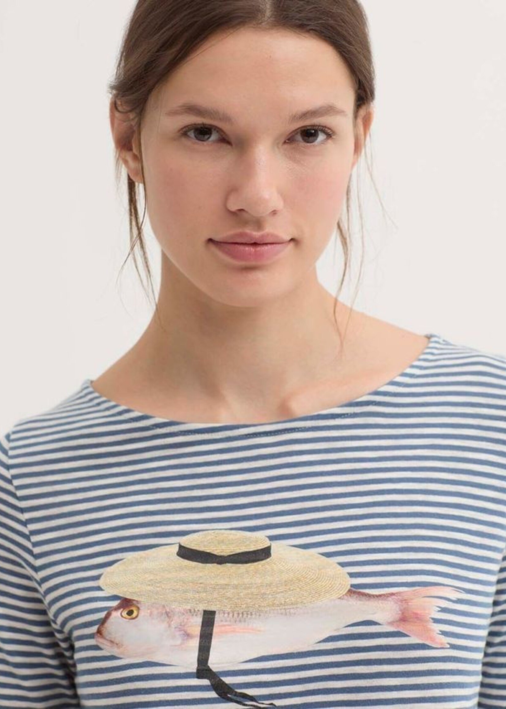 NICE THINGS NICE THINGS STRIPE PROVENCAL FISH T SHIRT NAVY