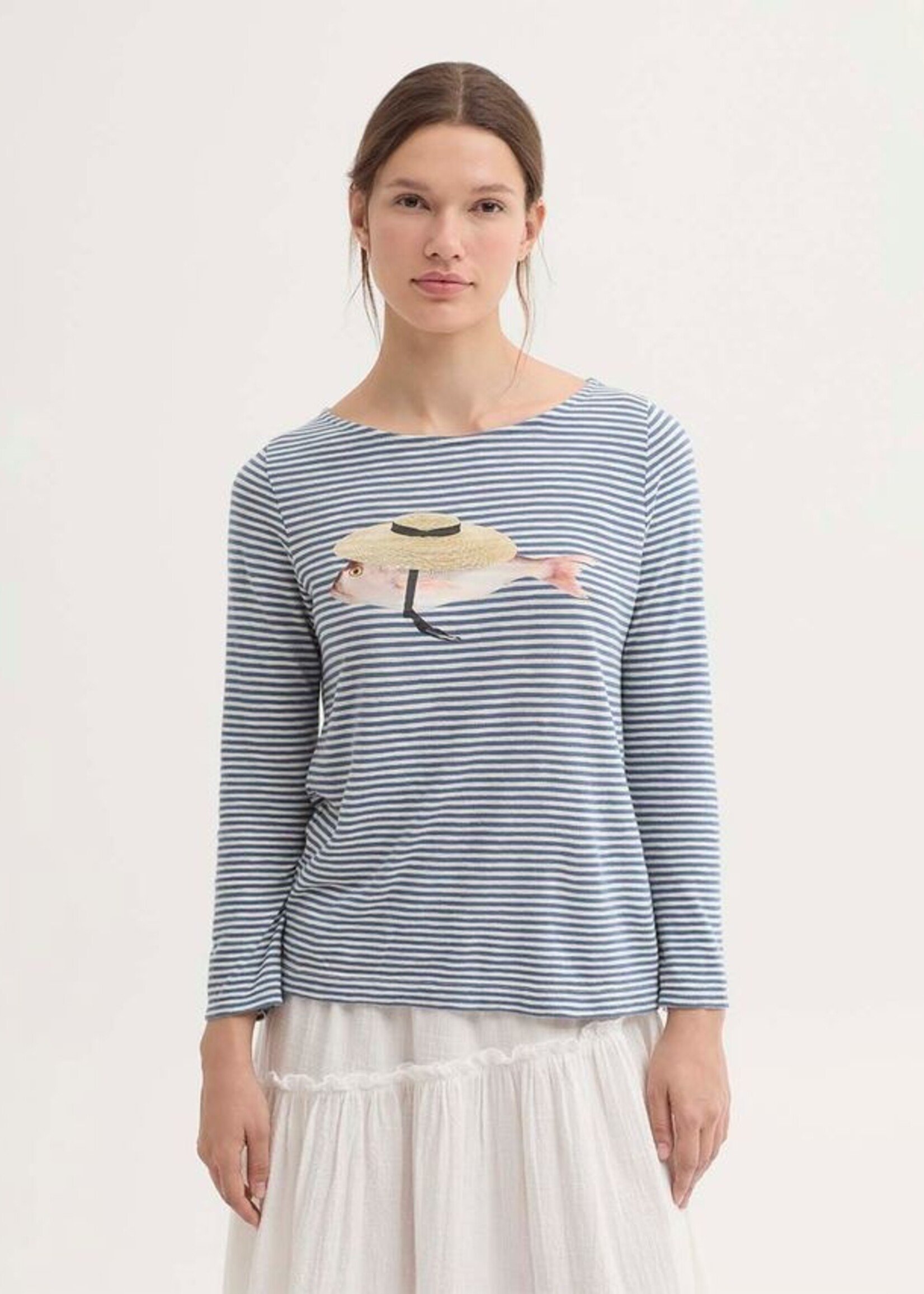 NICE THINGS NICE THINGS STRIPE PROVENCAL FISH T SHIRT NAVY