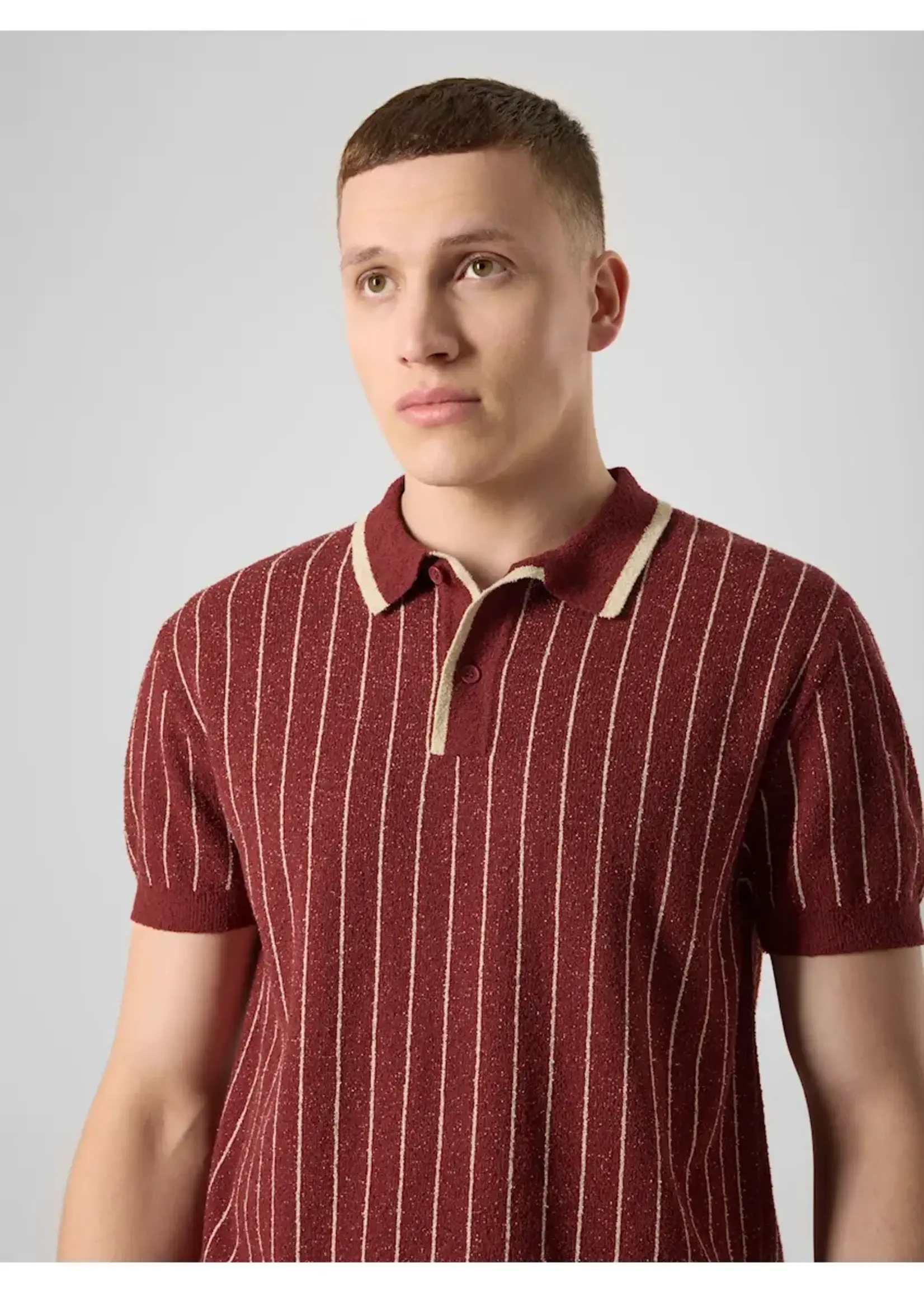 ANTWRP ANTWRP STRIPES KNITTED POLO SS BOUCLE SYRAH