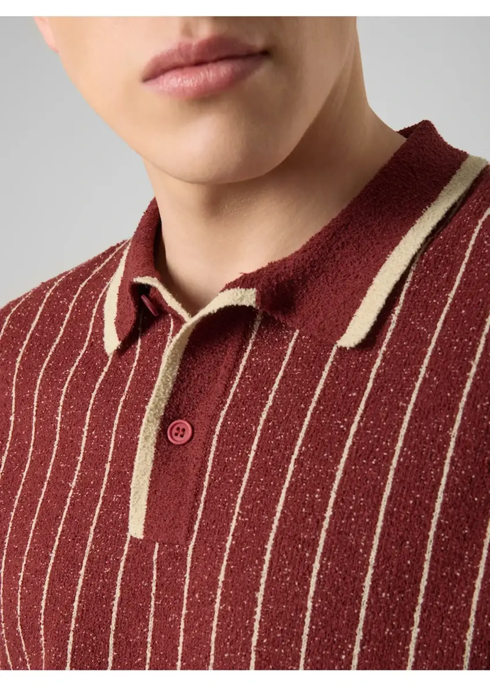 ANTWRP ANTWRP STRIPES KNITTED POLO SS BOUCLE SYRAH