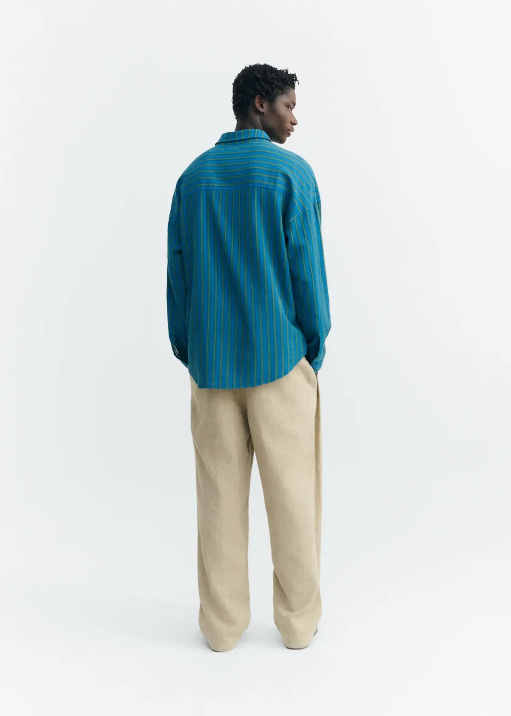 THINKING MU THINKING MU WINDSOR STRIPES HARU SHIRT LIGHT BLUE