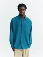 THINKING MU THINKING MU WINDSOR STRIPES HARU SHIRT LIGHT BLUE