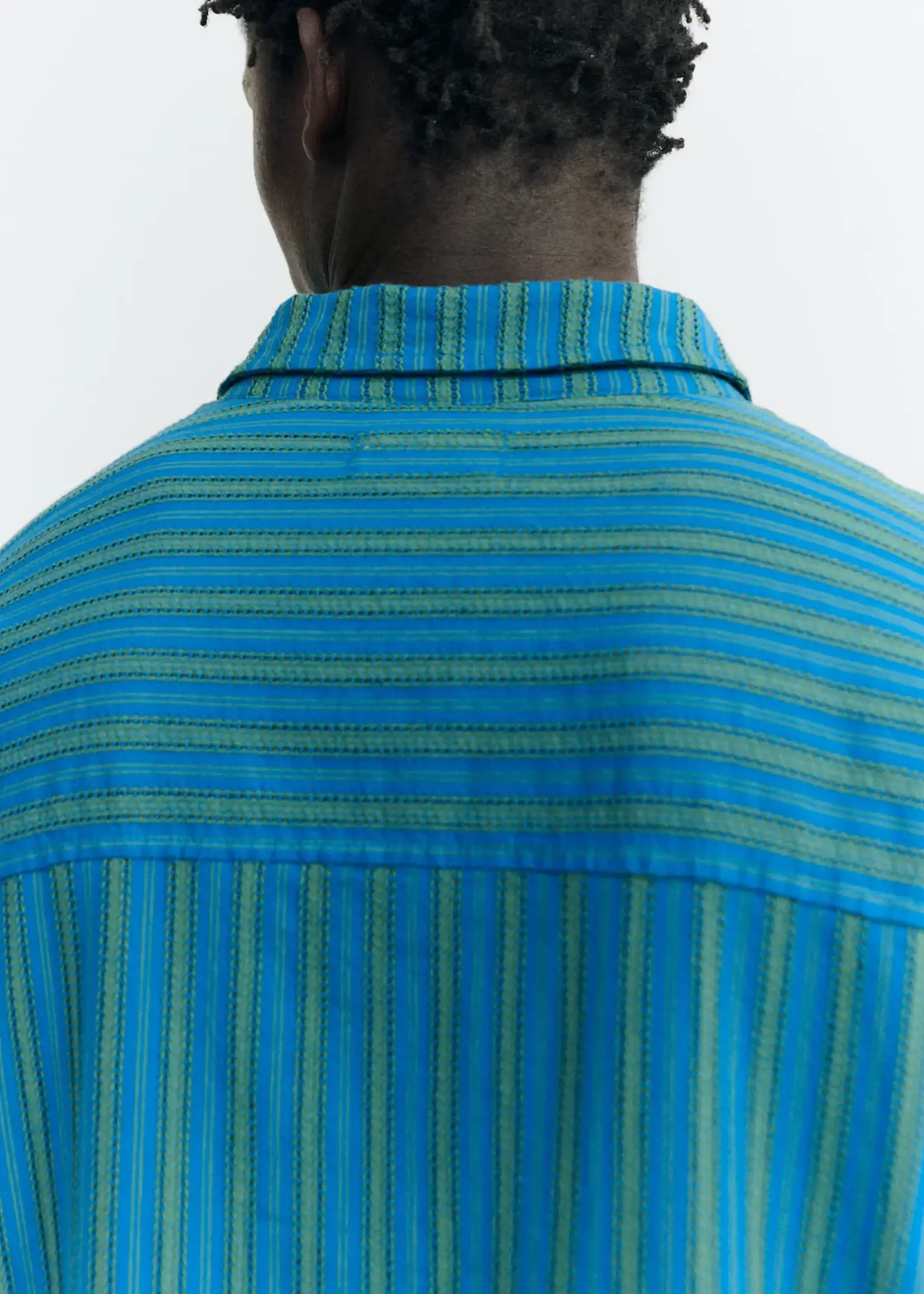 THINKING MU THINKING MU WINDSOR STRIPES HARU SHIRT LIGHT BLUE