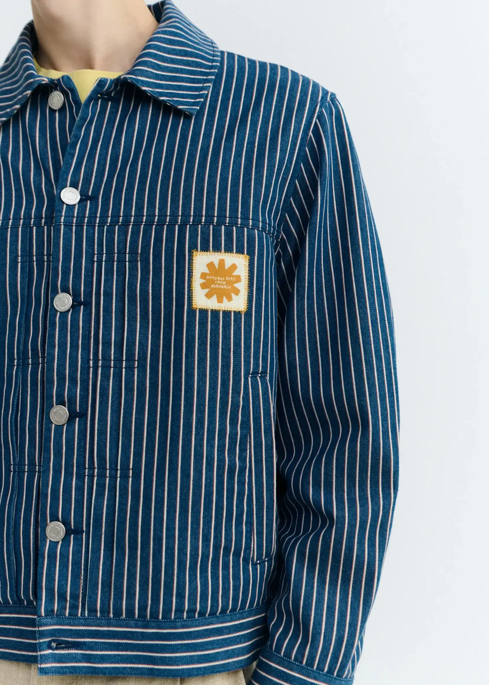 THINKING MU THINKING MU RAILWAY STRIPES BRUNO JACKET NAVY