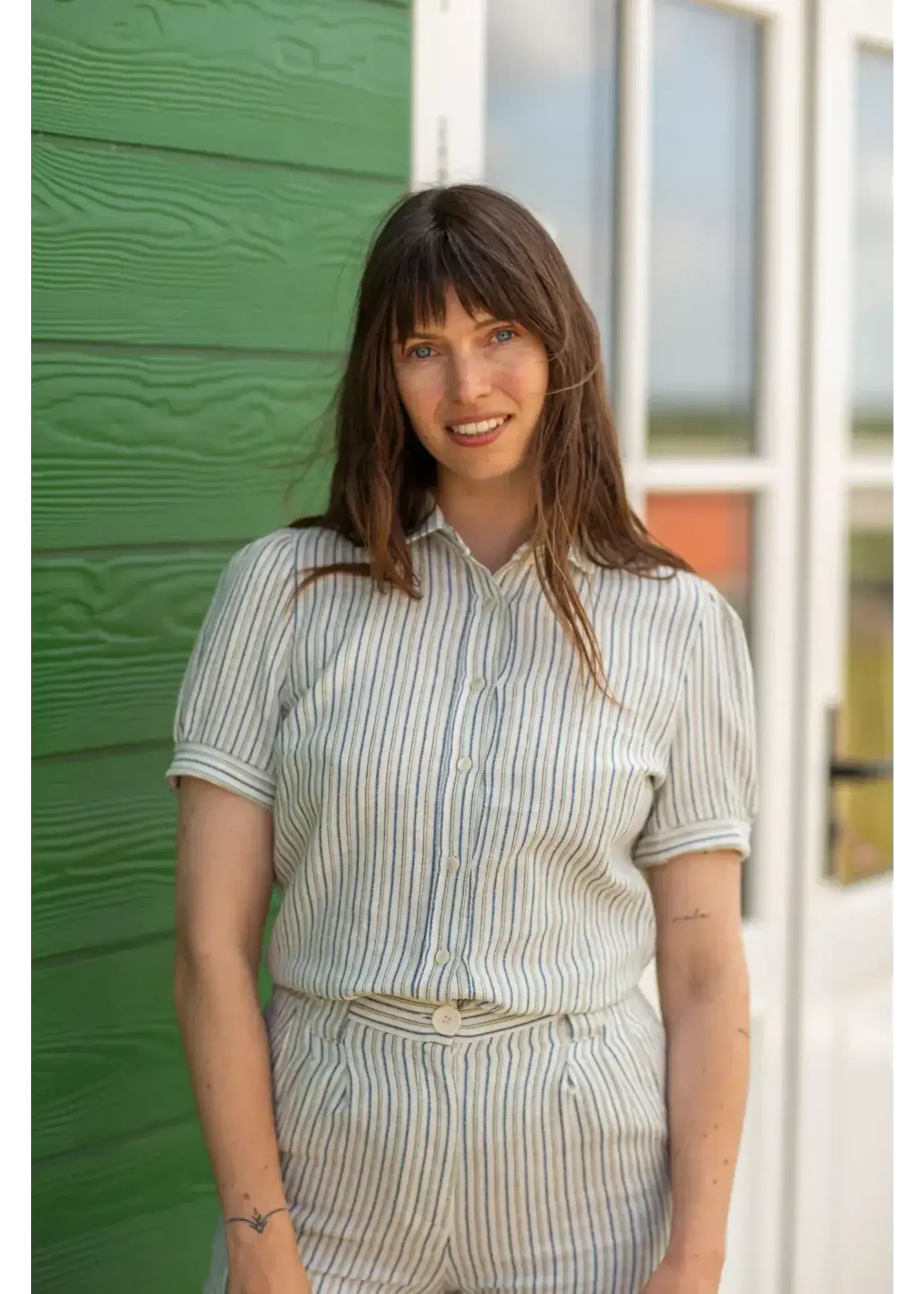 VERY CHERRY VERY CHERRY CLASSIC BLOUSE SS MULINO STRIPE