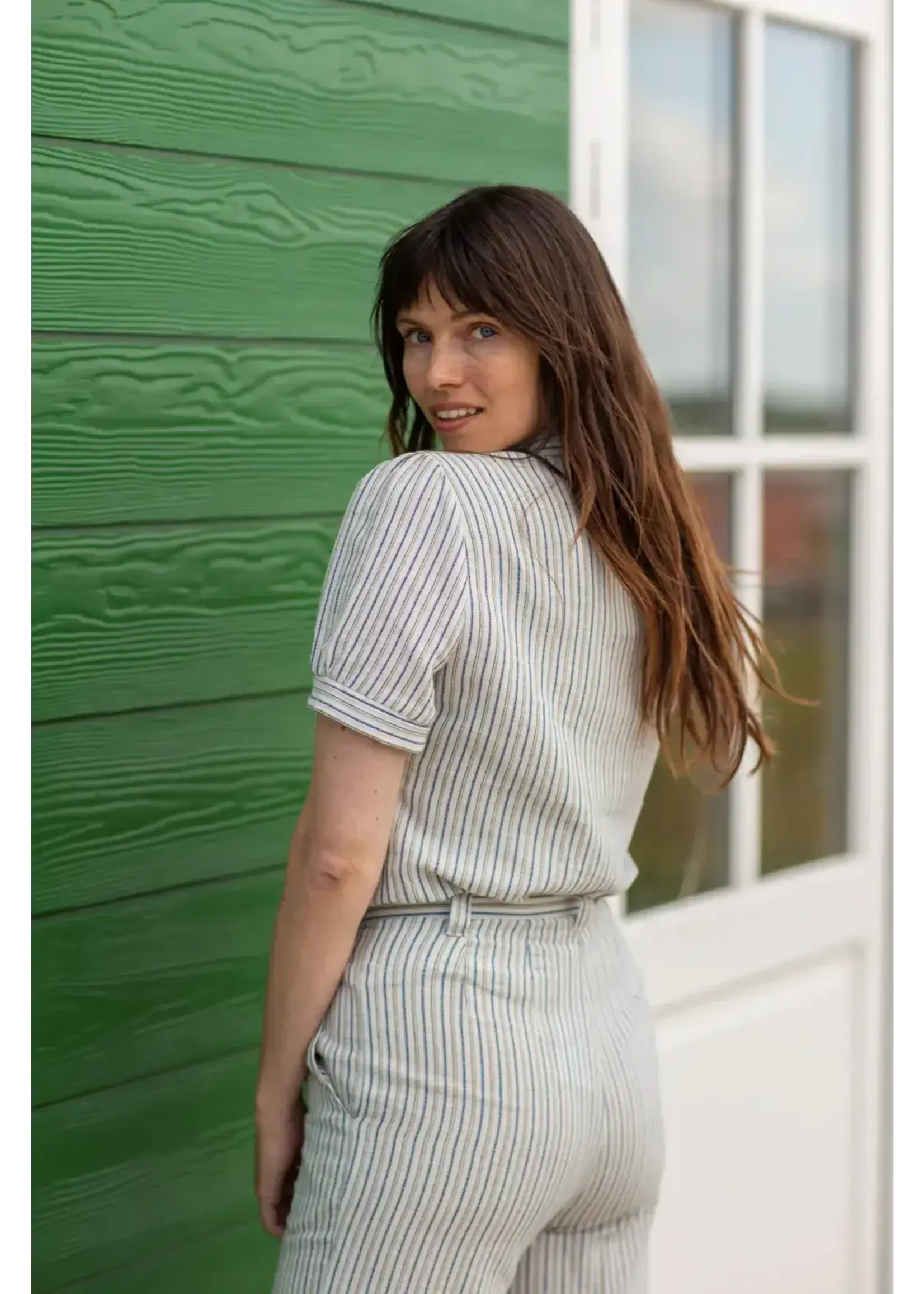 VERY CHERRY VERY CHERRY CLASSIC BLOUSE SS MULINO STRIPE