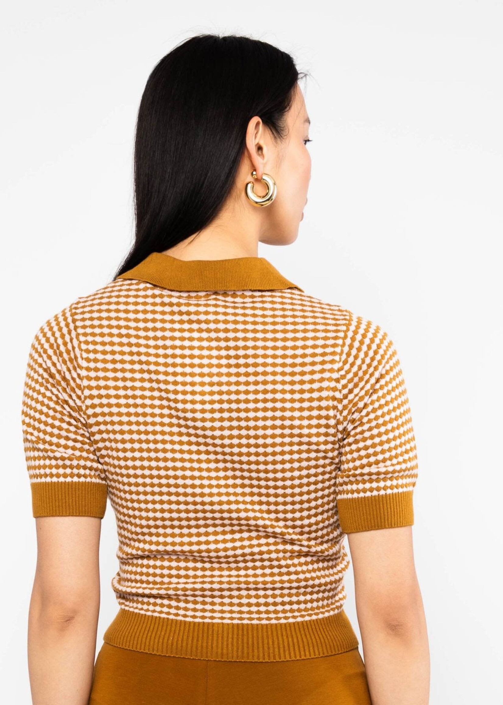 BLUTSGESCHWISTER BLUTSGESCHWISTER PETITE POLOETTE MIXED DOTS ROSE BROWN