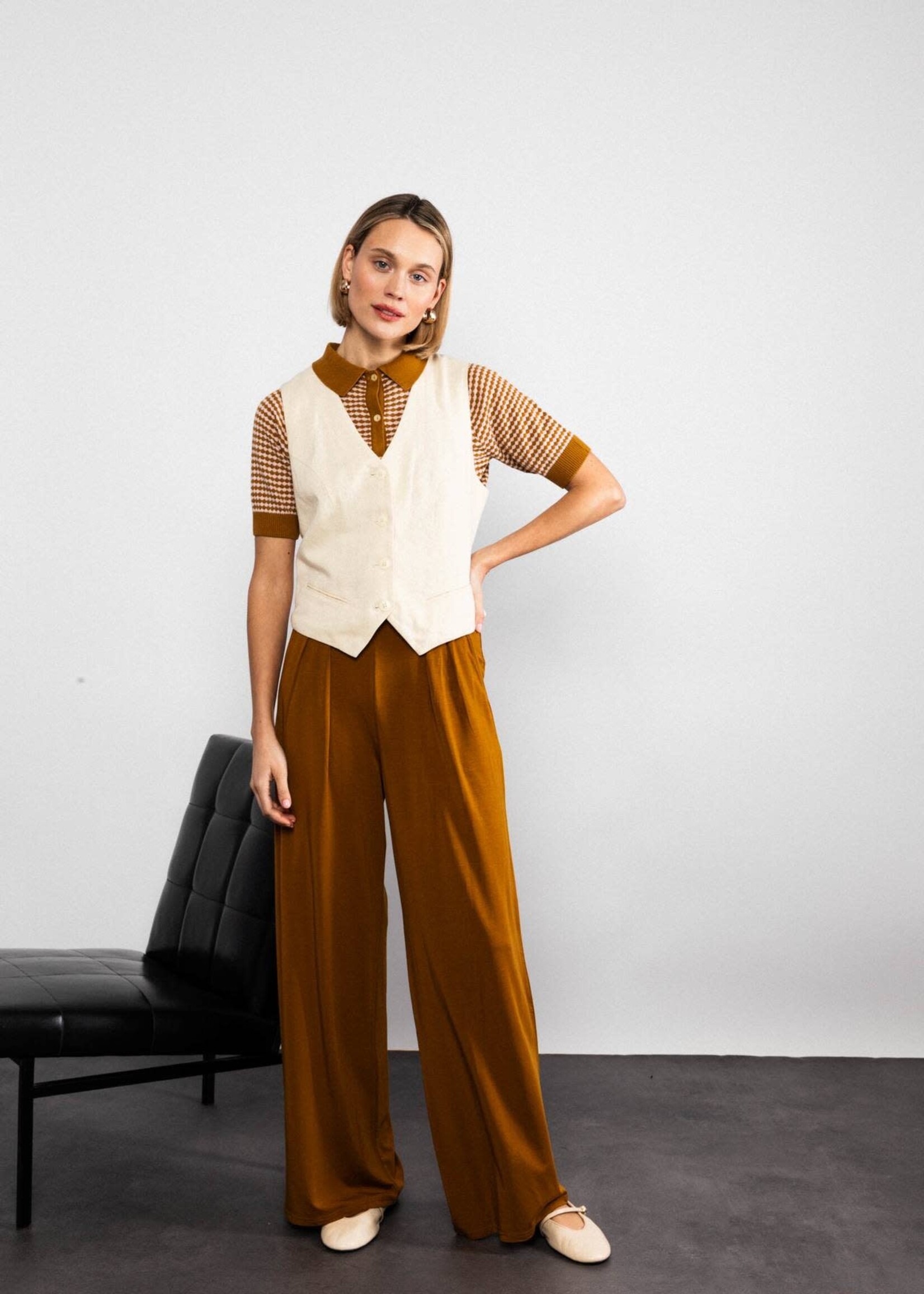 BLUTSGESCHWISTER BLUTSGESCHWISTER PETITE POLOETTE MIXED DOTS ROSE BROWN