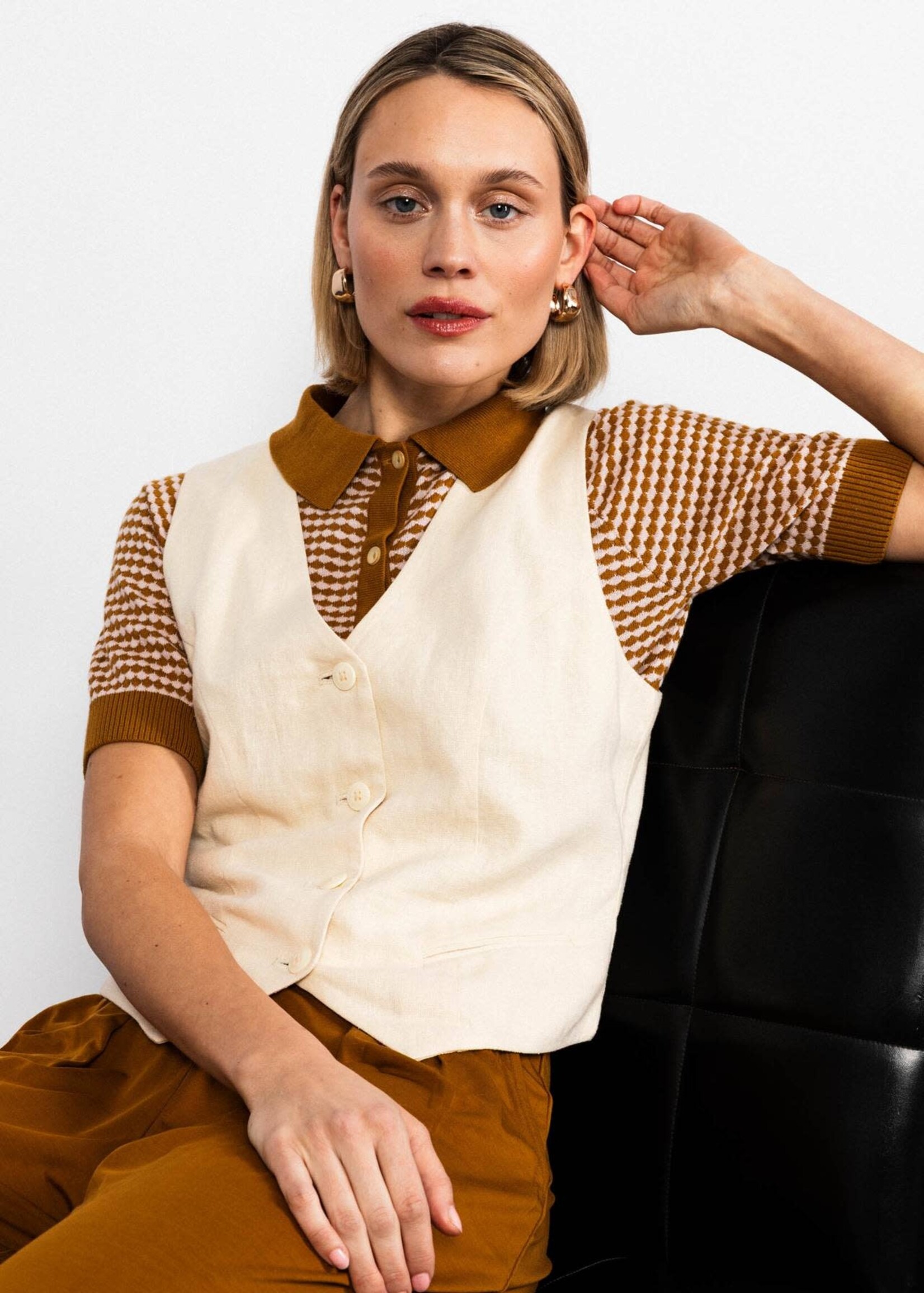 BLUTSGESCHWISTER BLUTSGESCHWISTER PETITE POLOETTE MIXED DOTS ROSE BROWN