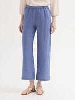 NICE THINGS NICE THINGS ELASTIC WAIST 100% LINEN TROUSER SHINY BLUE