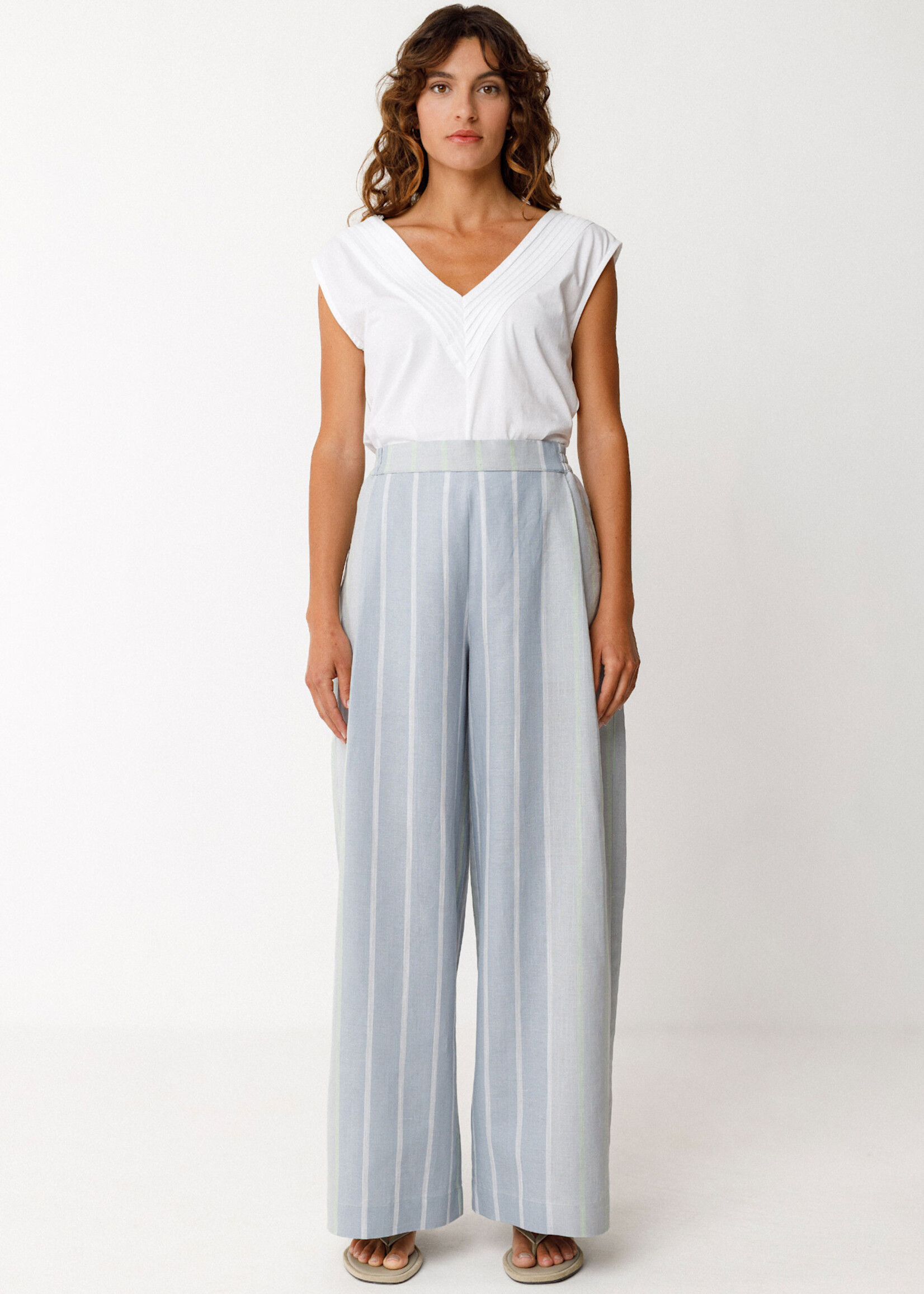 SKFK SKFK LUR TROUSER GREY MULTI STRIPES