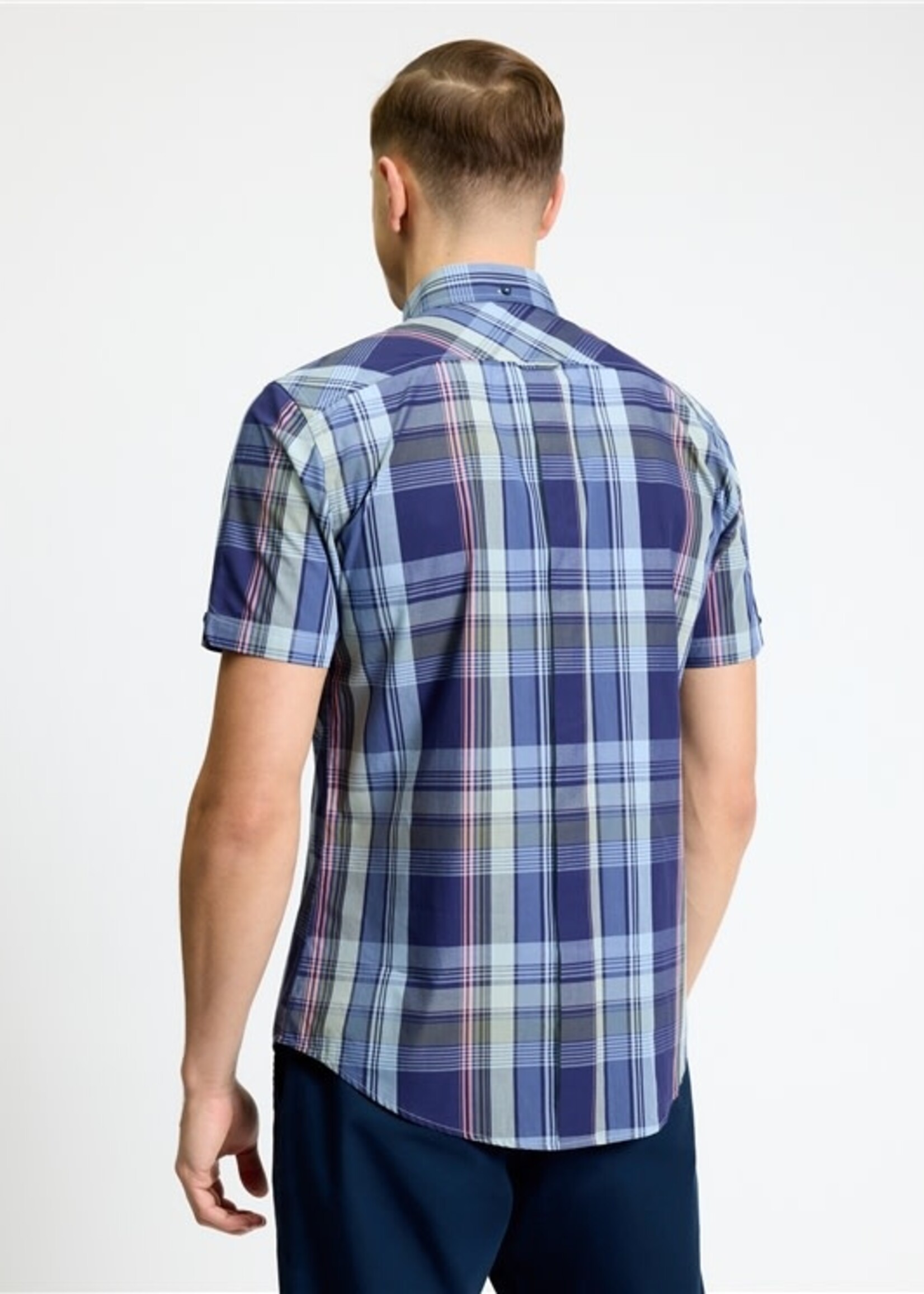 BEN SHERMAN BEN SHERMAN SS SHIRT CHECK PINK BLUE