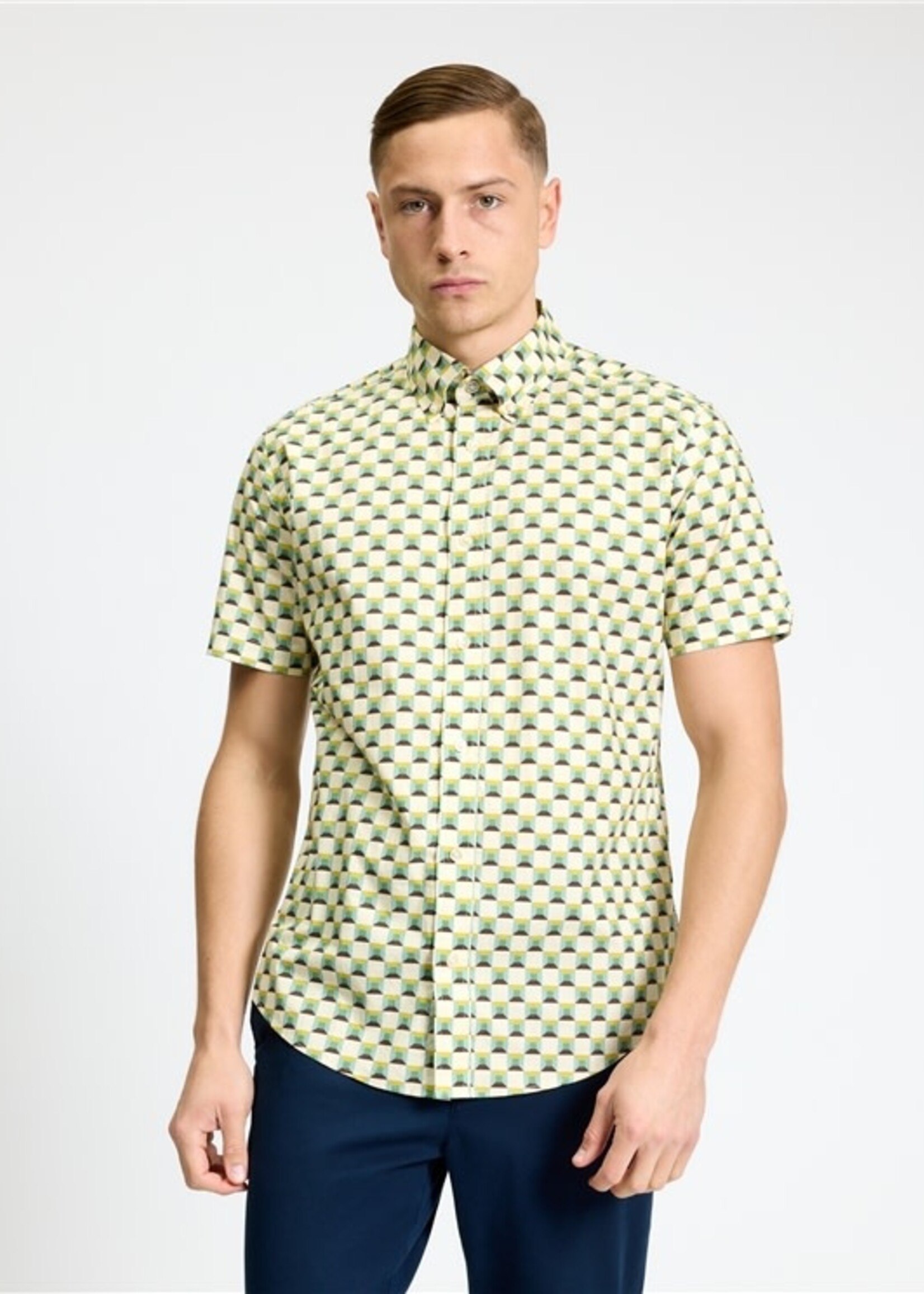 BEN SHERMAN BEN SHERMAN SS SHIRT RETRO GEO MULTI SAGE