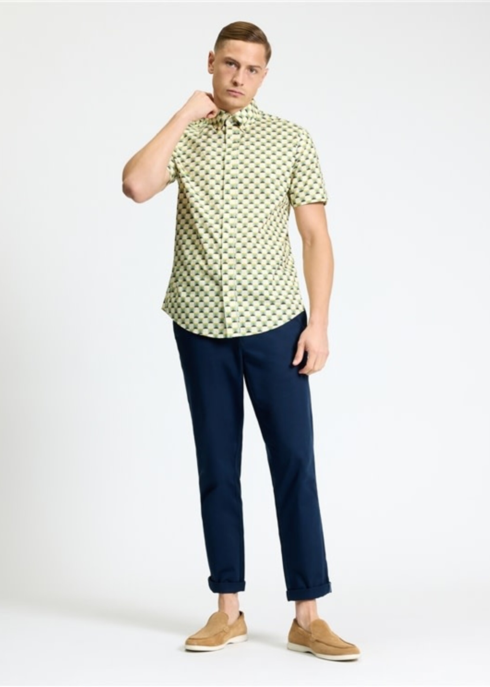 BEN SHERMAN BEN SHERMAN SS SHIRT RETRO GEO MULTI SAGE
