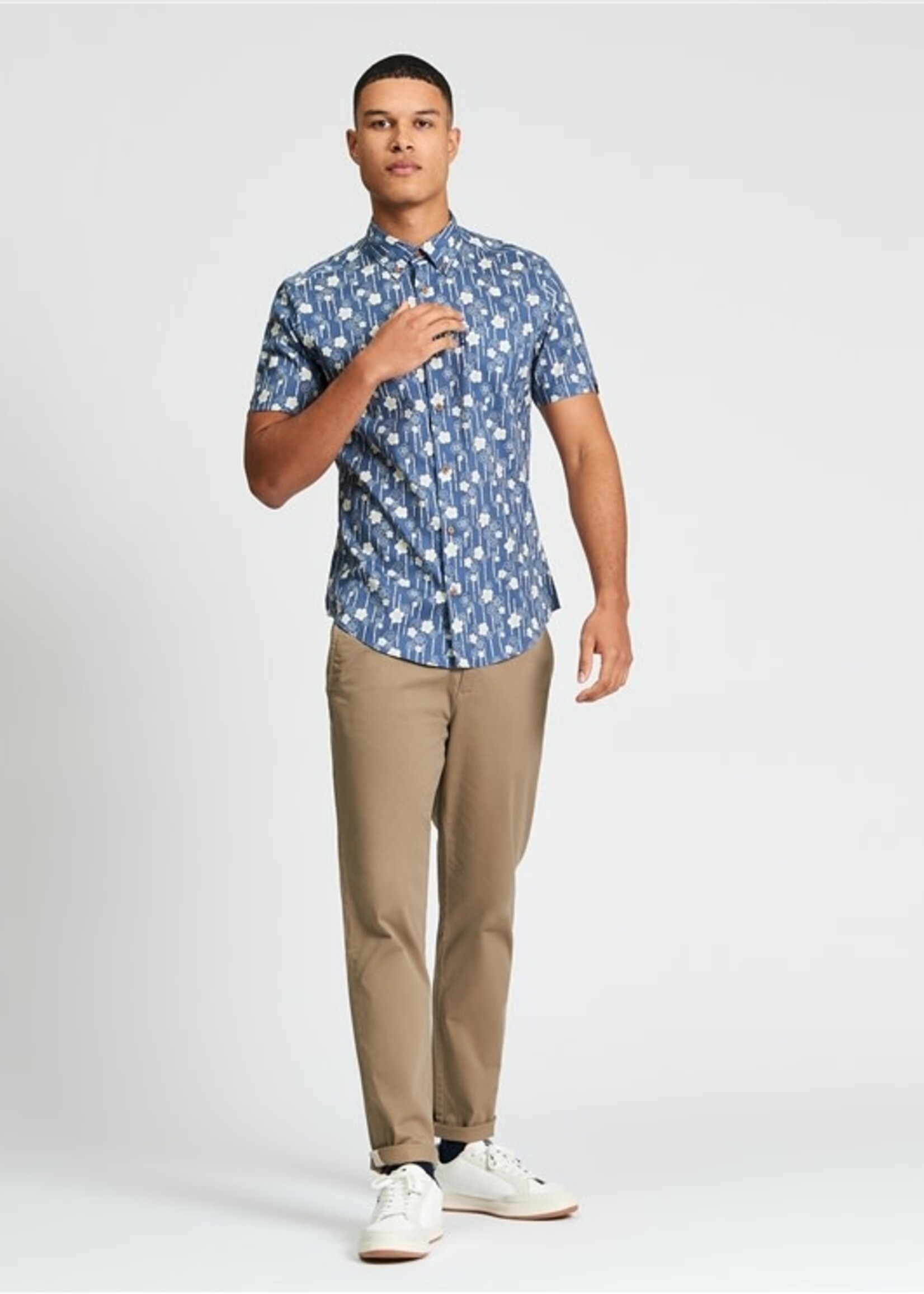 BEN SHERMAN BEN SHERMAN SS SHIRT FLORAL BAMBOO PRINT SHIRT INDIGO