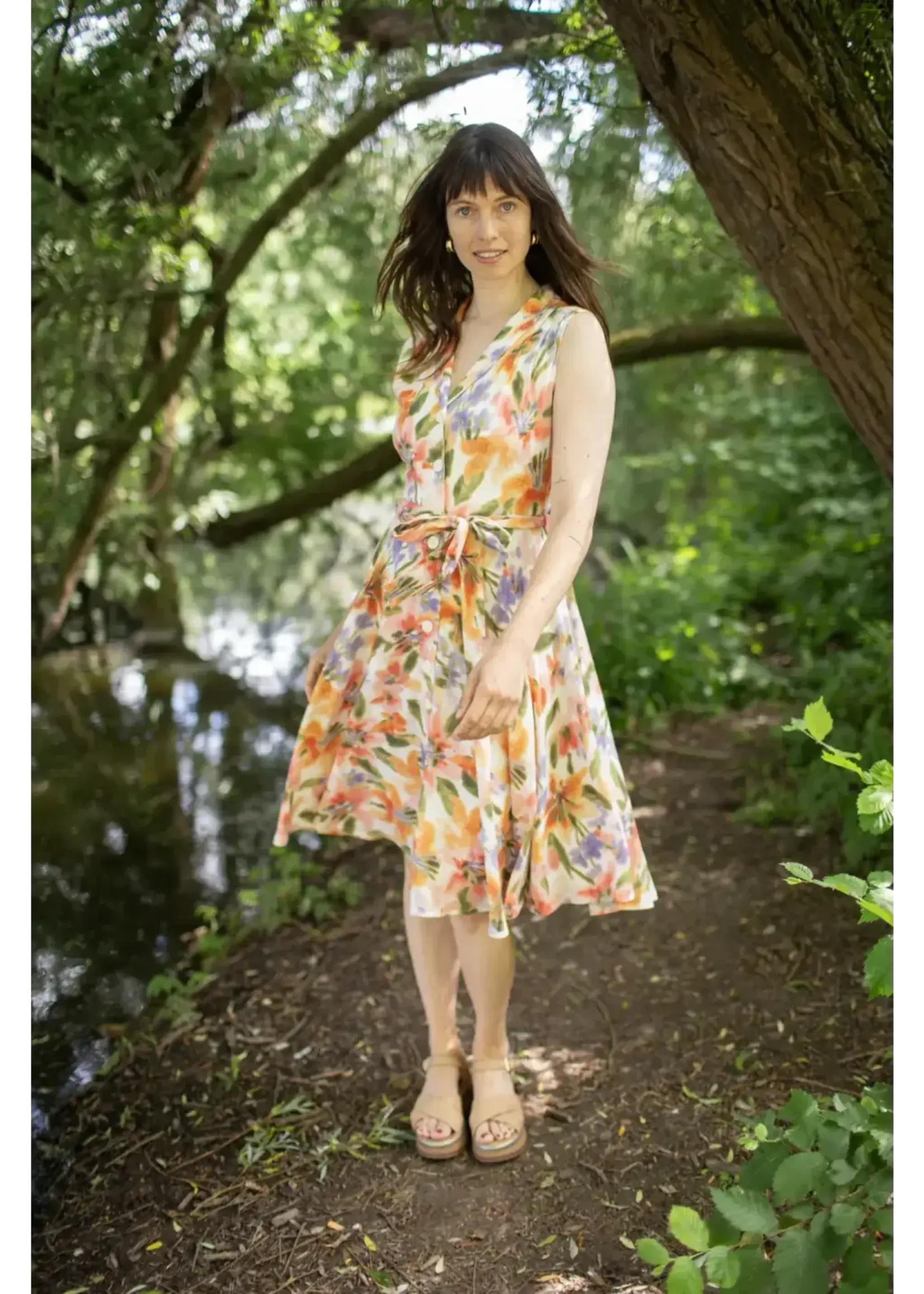 VERY CHERRY VERY CHERRY NOVA DRESS  AQUAREL FLOWERS