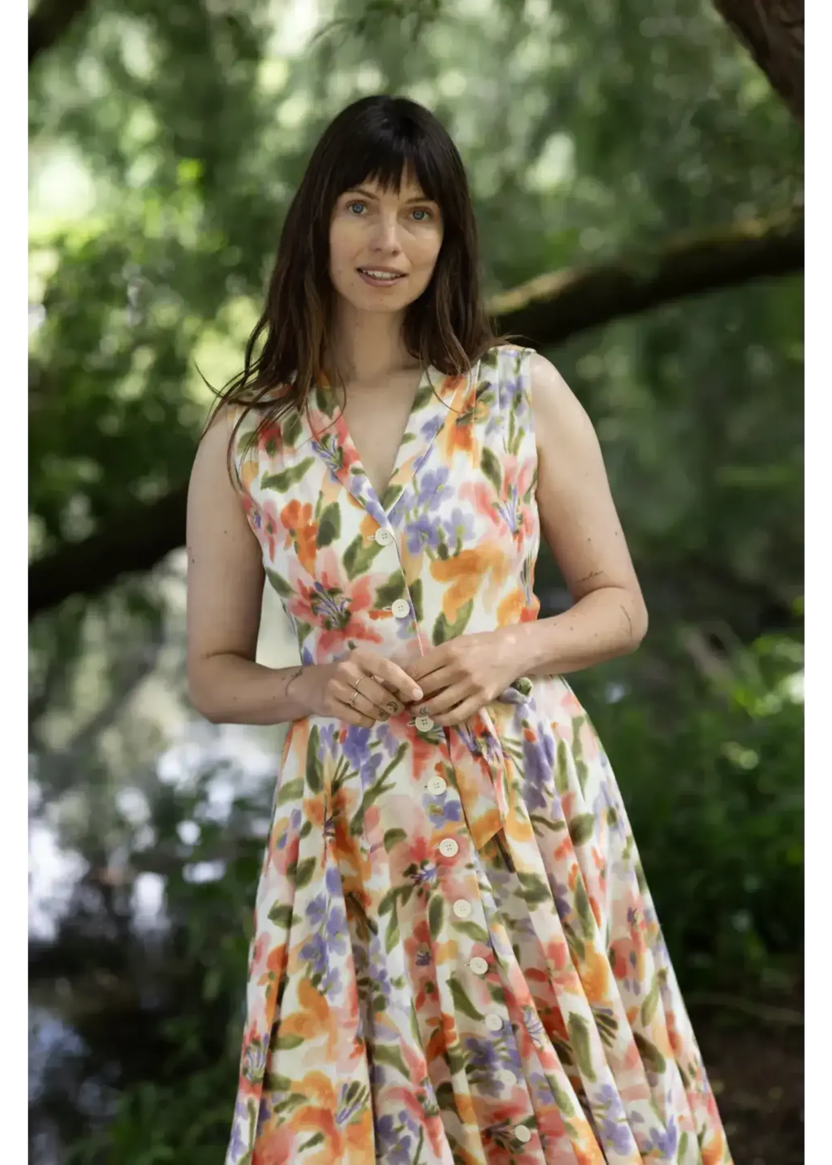 VERY CHERRY VERY CHERRY NOVA DRESS  AQUAREL FLOWERS