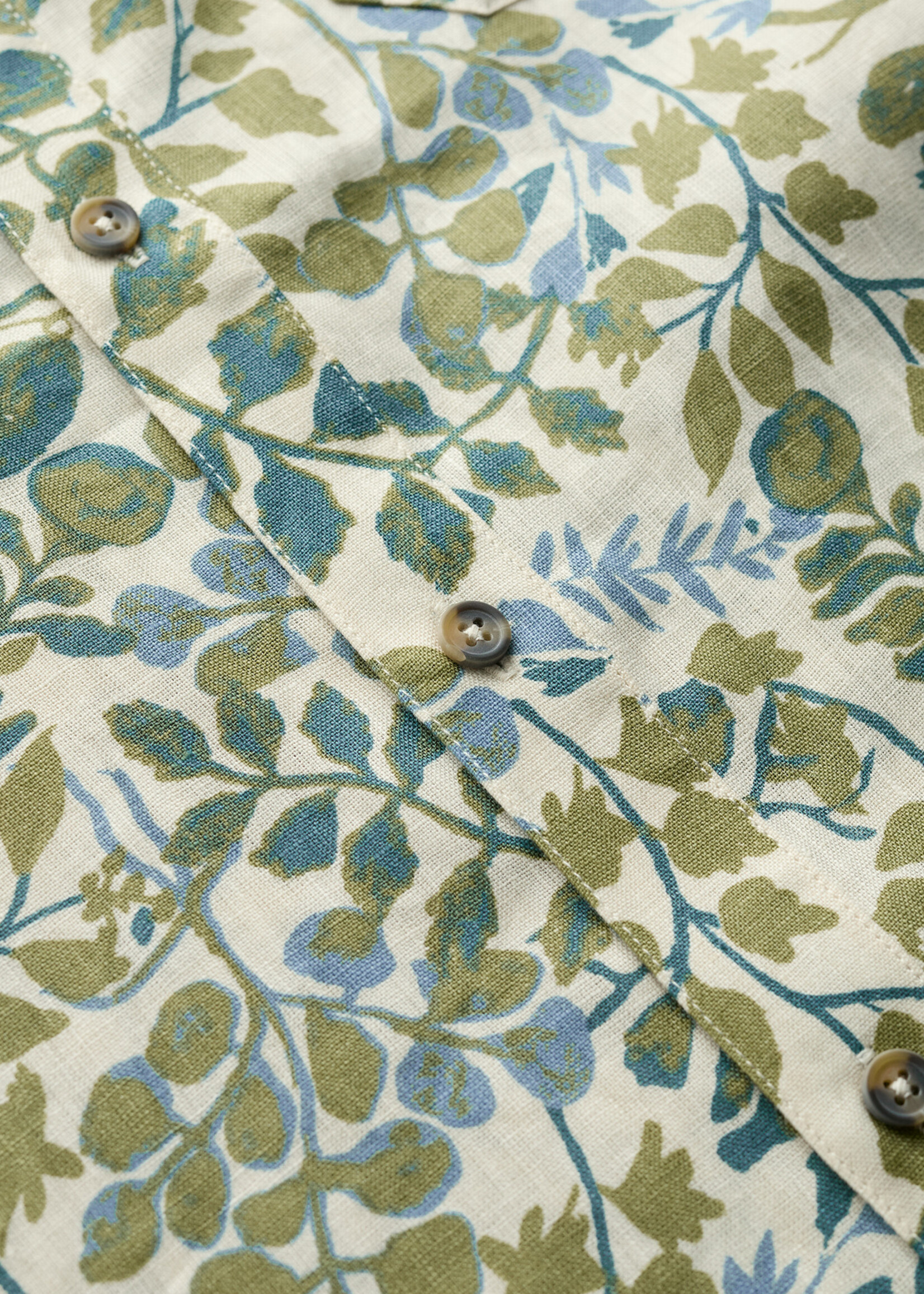 SEASALT CORNWALL SEASALT MEN’S BLUE HERON SS SHIRT WINDING HERBS ECRU