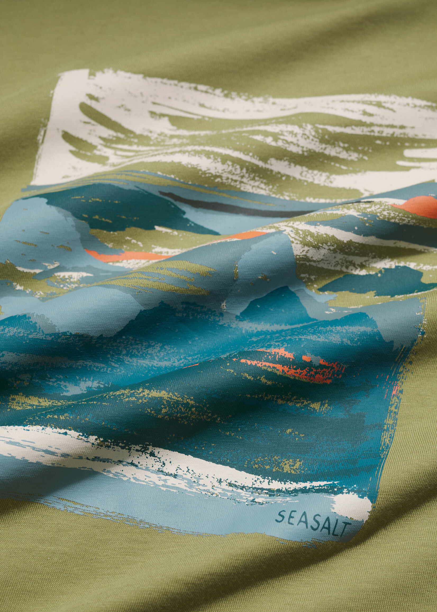 SEASALT CORNWALL SEASALT MEN’S MIDWATCH T SHIRT MULLION LANDSCAPE GRASSHOPPER