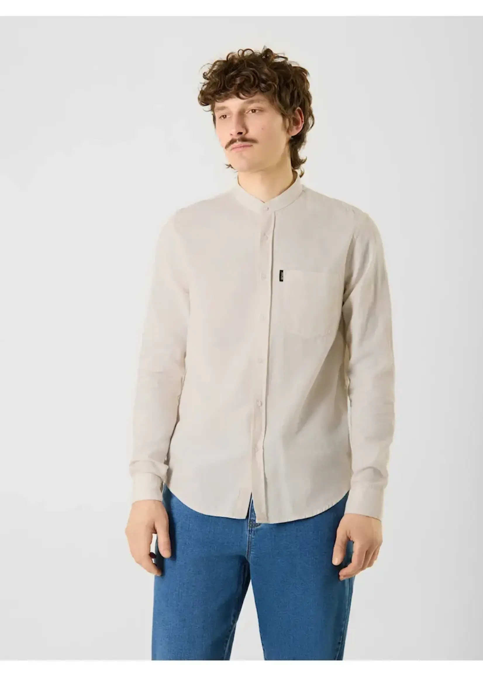 ANTWRP ANTWRP LINEN  LS SHIRT MANDARIN COLLAR ECRU