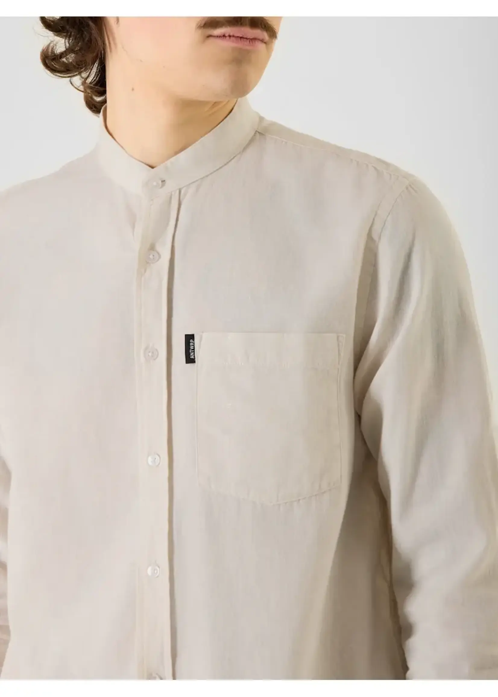 ANTWRP ANTWRP LINEN  LS SHIRT MANDARIN COLLAR ECRU
